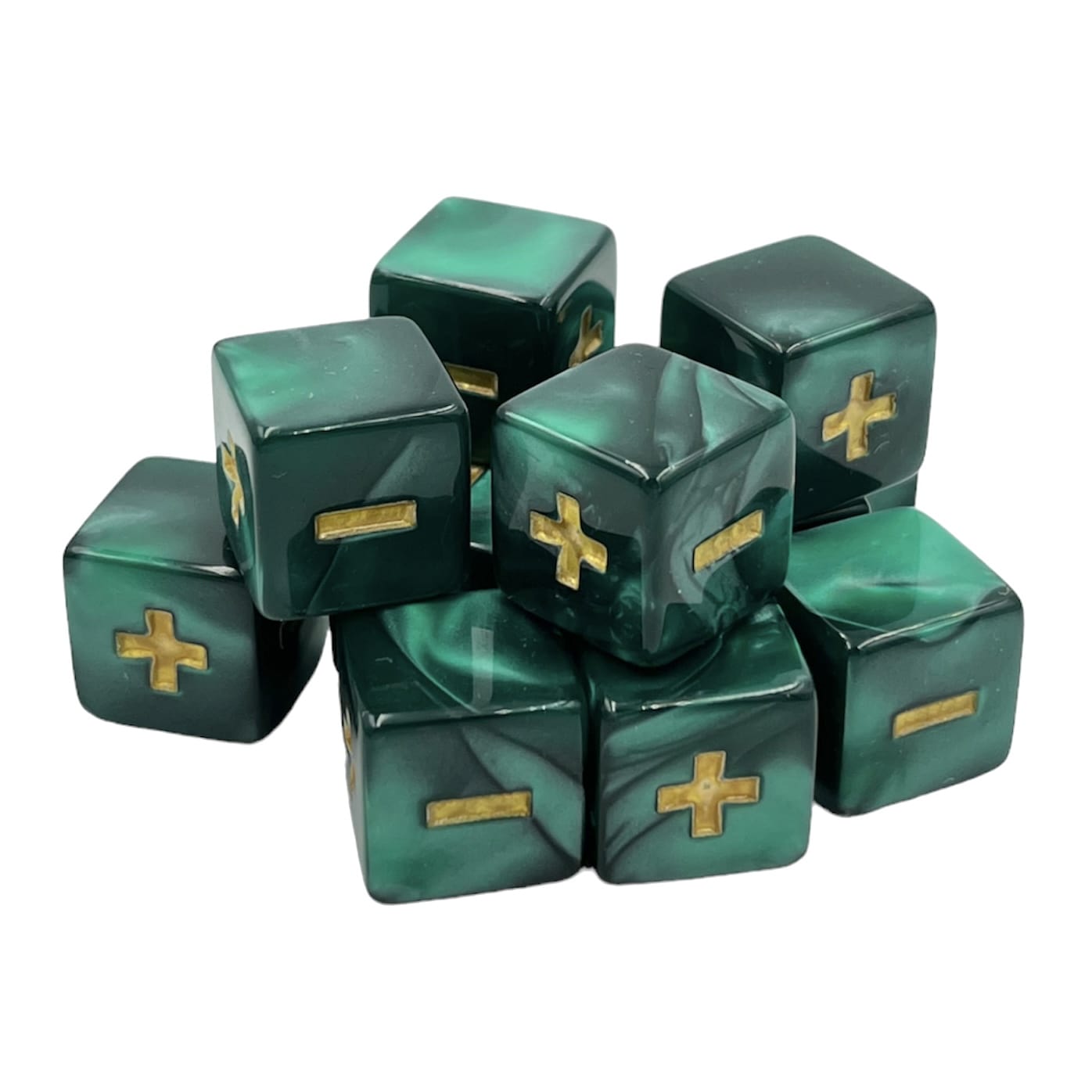 Würfelset: Fate/Fudge Marble Darkgreen (12)