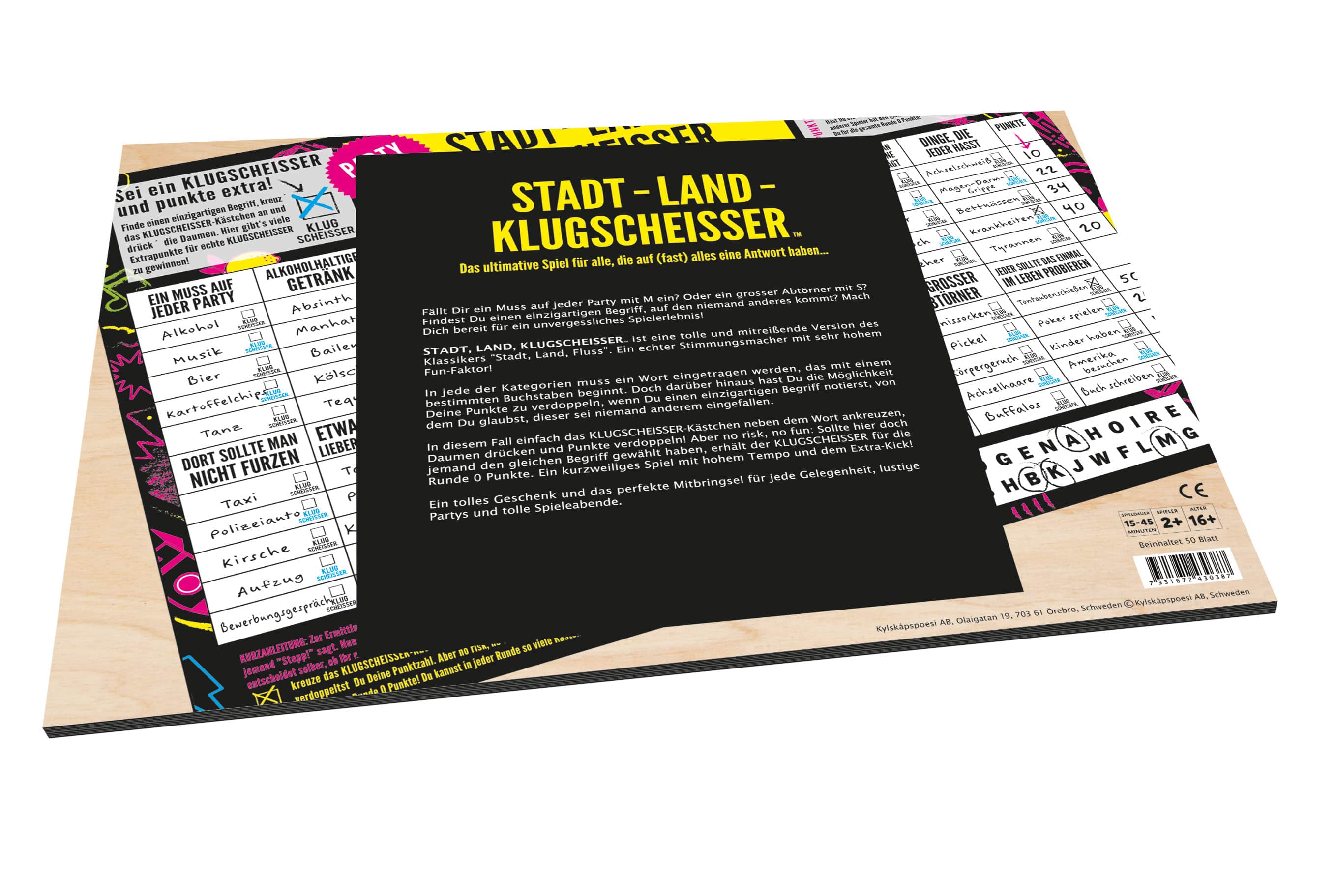 Spielblock Stadt-Land-Klugscheisser – Party Edition