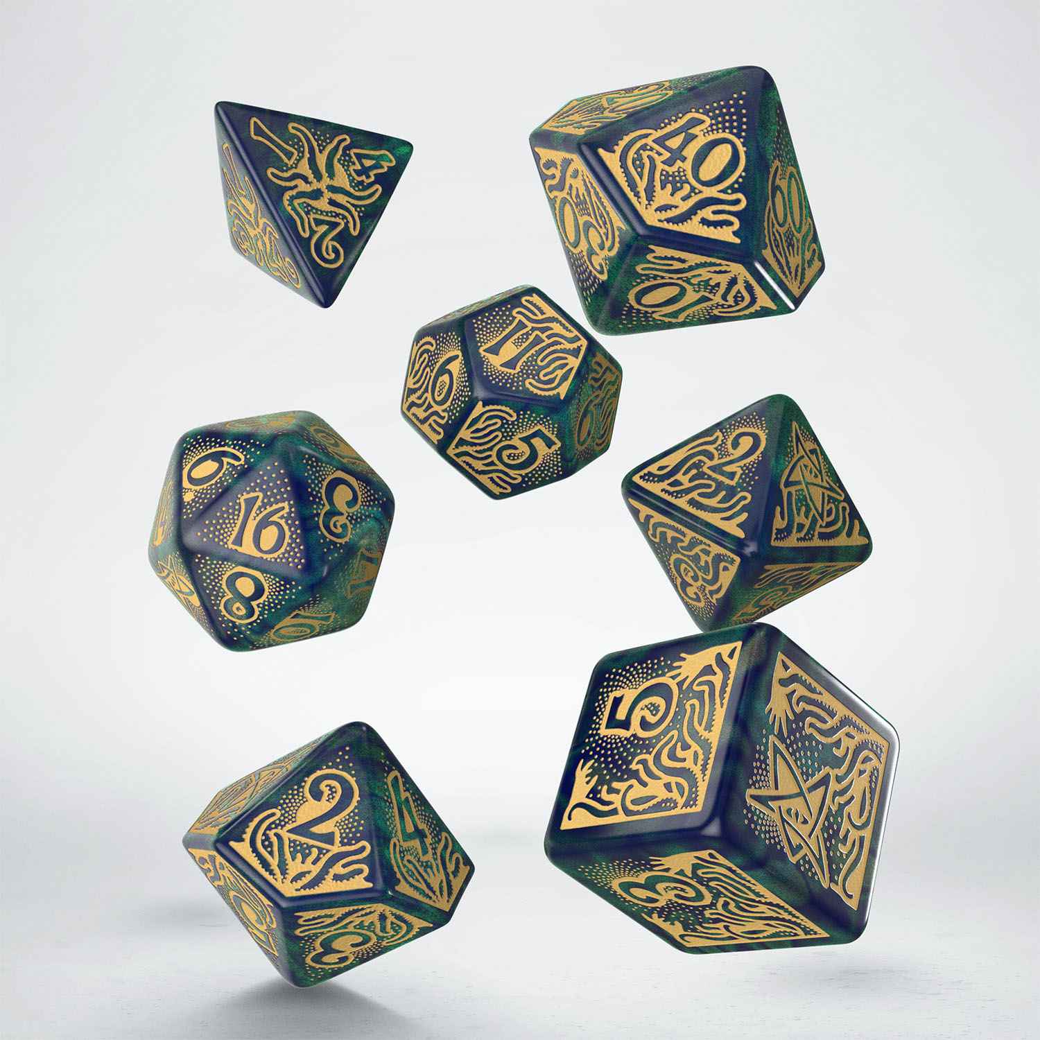 Call of Cthulhu 7th Edition - Blue-green & Gold Dice Set