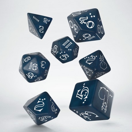 Shimmering Llama Dice Dark blue/White (7)