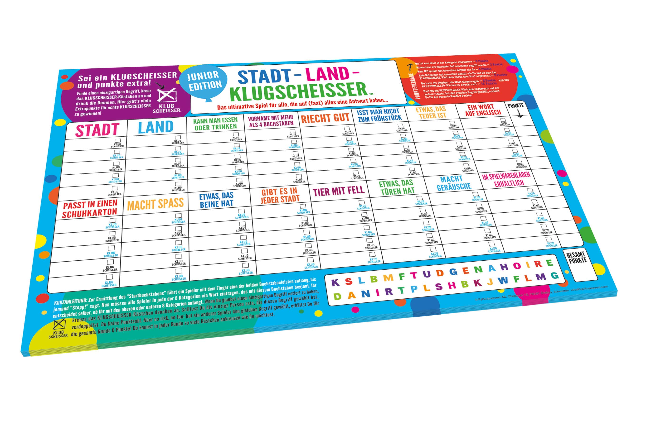Spielblock Stadt-Land-Klugscheisser – Junior Edition