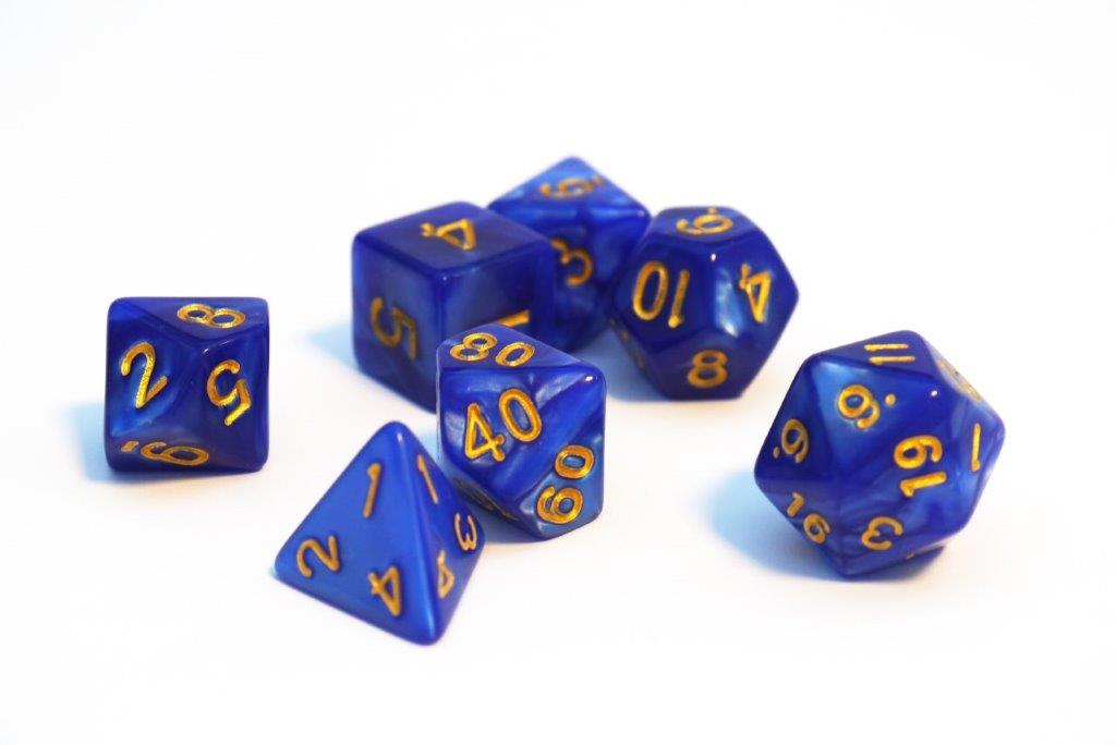 Würfelset Pearl: Ocean/Gold  (7)