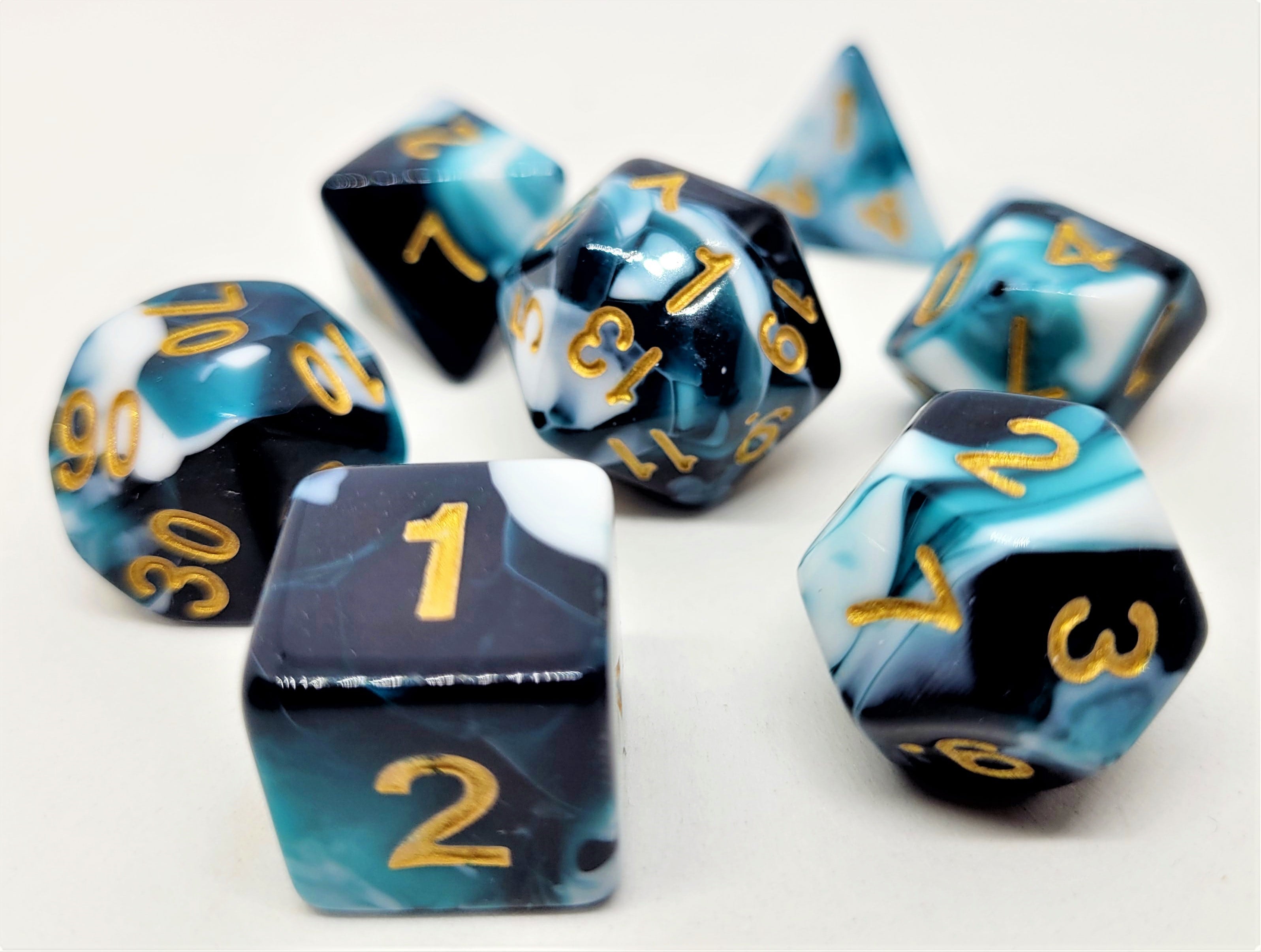 Würfelset Racing: Petrol/White (7)