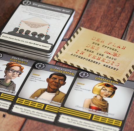 Materialien aus dem Brettspiel Deckscape – Raub in Venedig