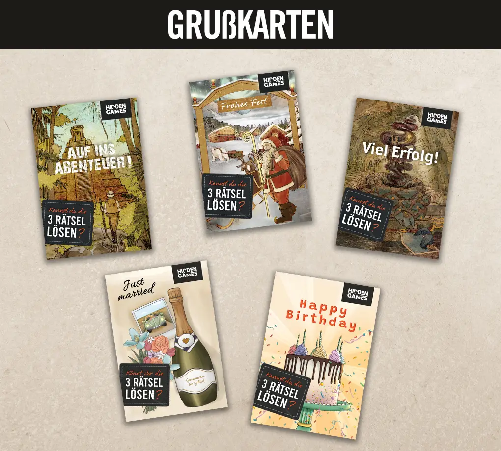 Mehrere Grußkarten von Hidden Games