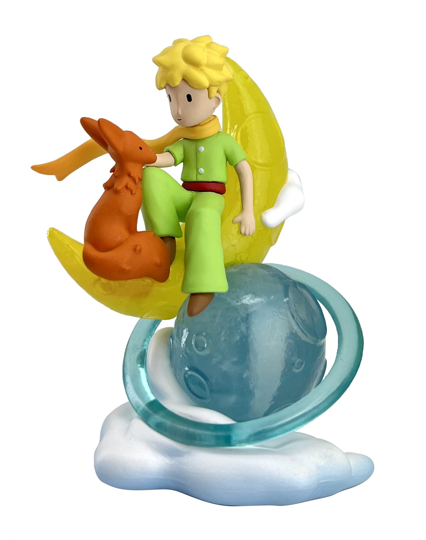 Der Kleine Prinz mit Fuchs auf dem Mond