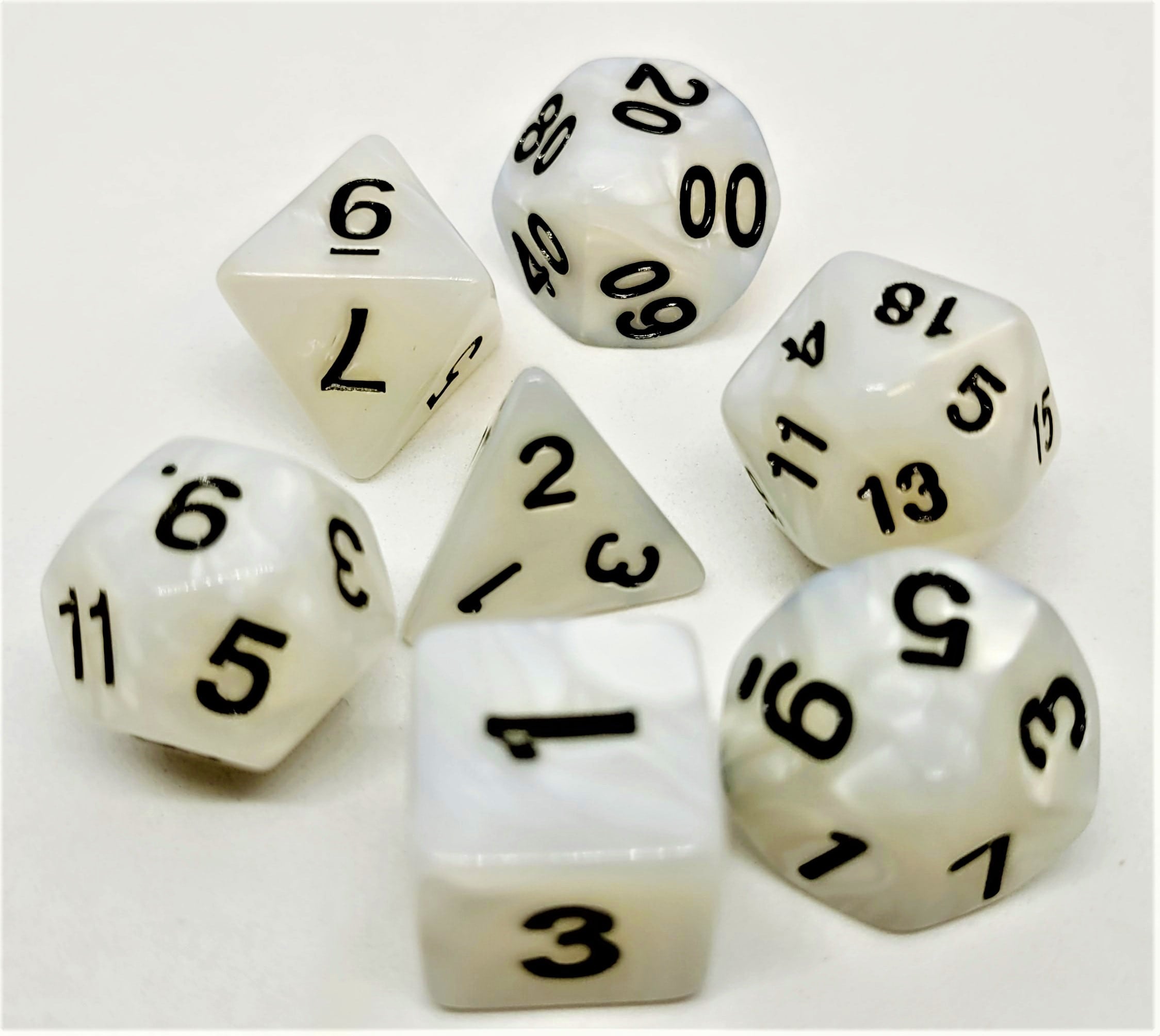 Würfelset Pearl: White/Black (7)
