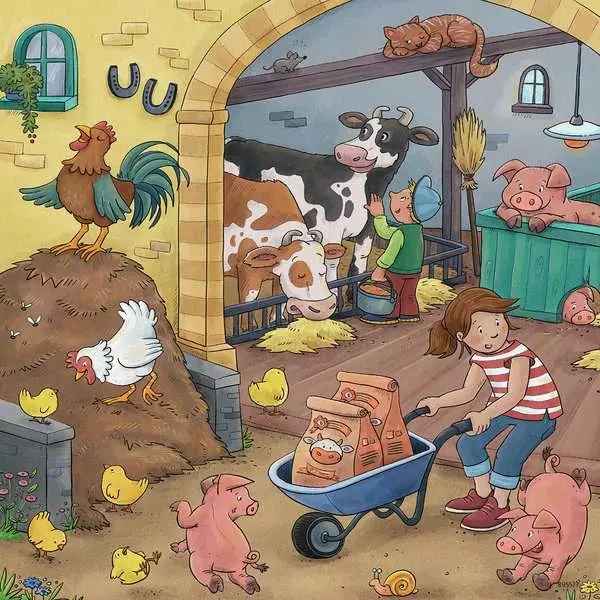 Puzzle: Viel los auf dem Bauernhof (3x49 Teile)