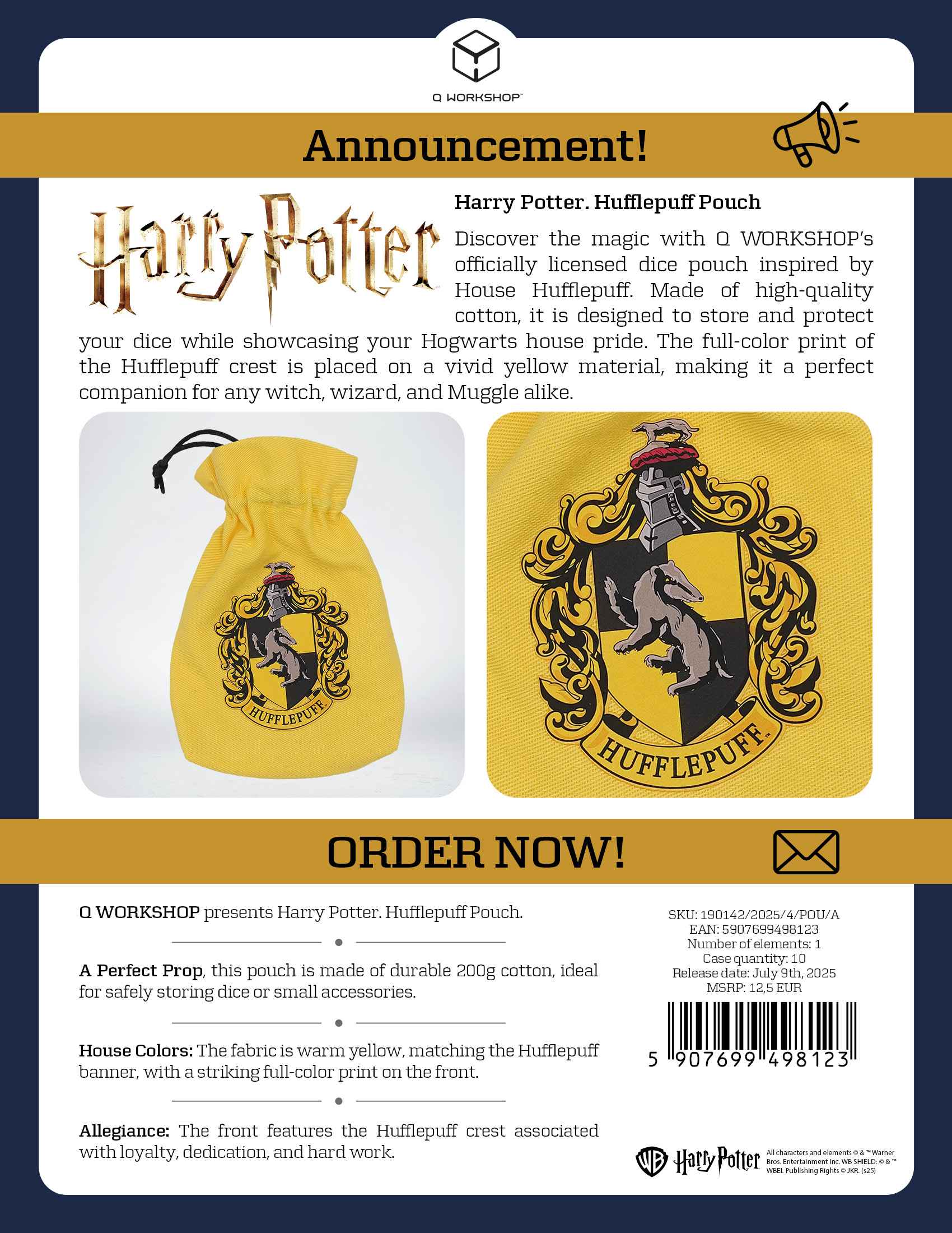 Harry Potter: Hufflepuff Dice Pouch