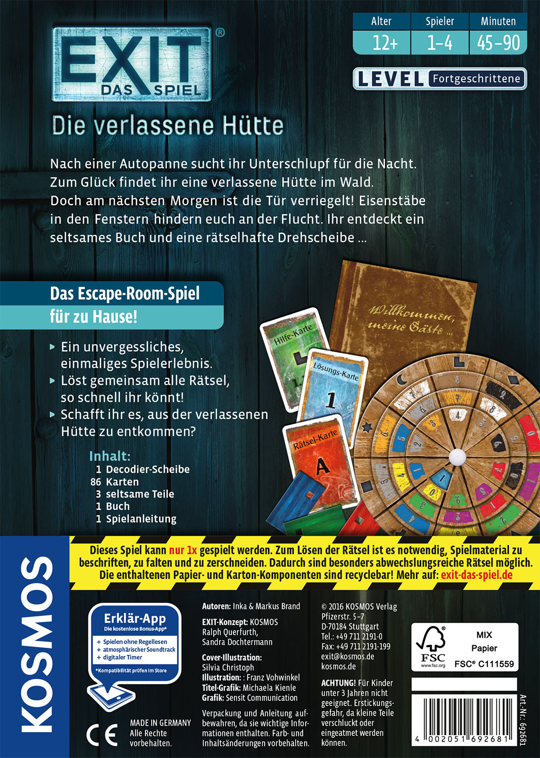 EXIT – Das Spiel: Die verlassene Hütte *Kennerspiel 2017*