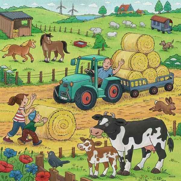 Puzzle: Viel los auf dem Bauernhof (3x49 Teile)