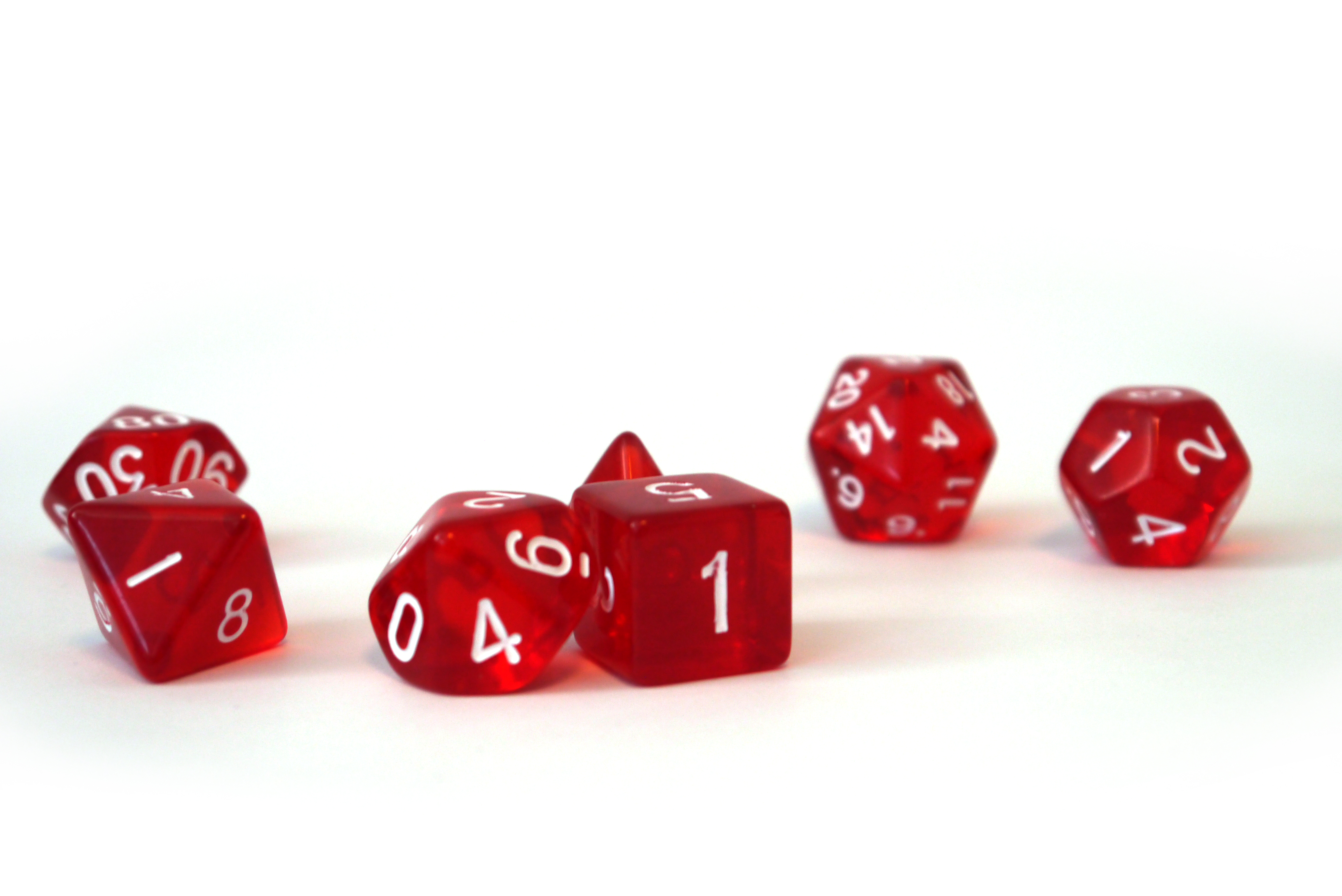 Würfelset Transparent: Red (7)