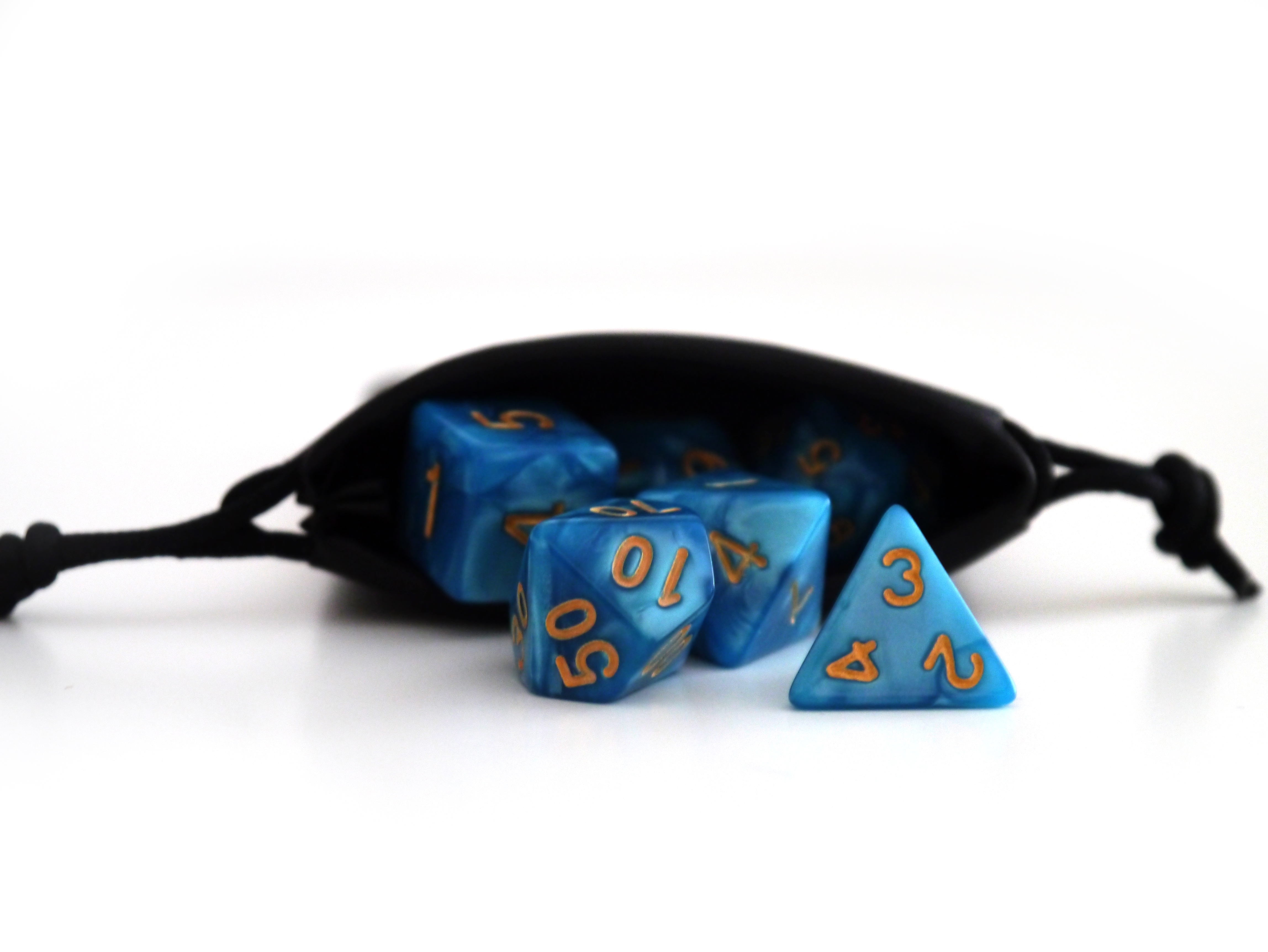 Würfelset Pearl: Azur/Gold (7)