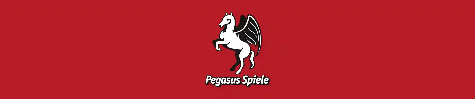 Pegasus Spiele Logo auf rotem Hintergrund