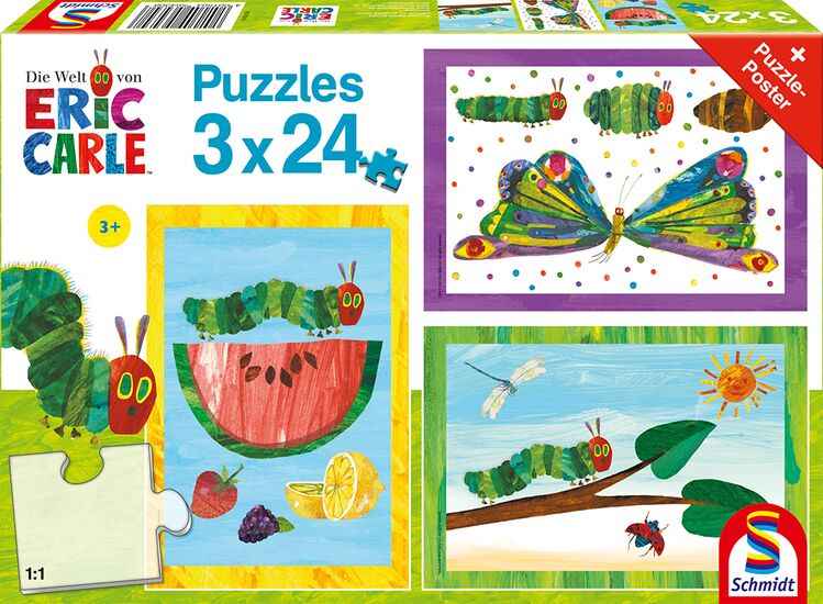 Puzzle: Raupe-Kokon-Schmetterling,(3x24 Teile)
