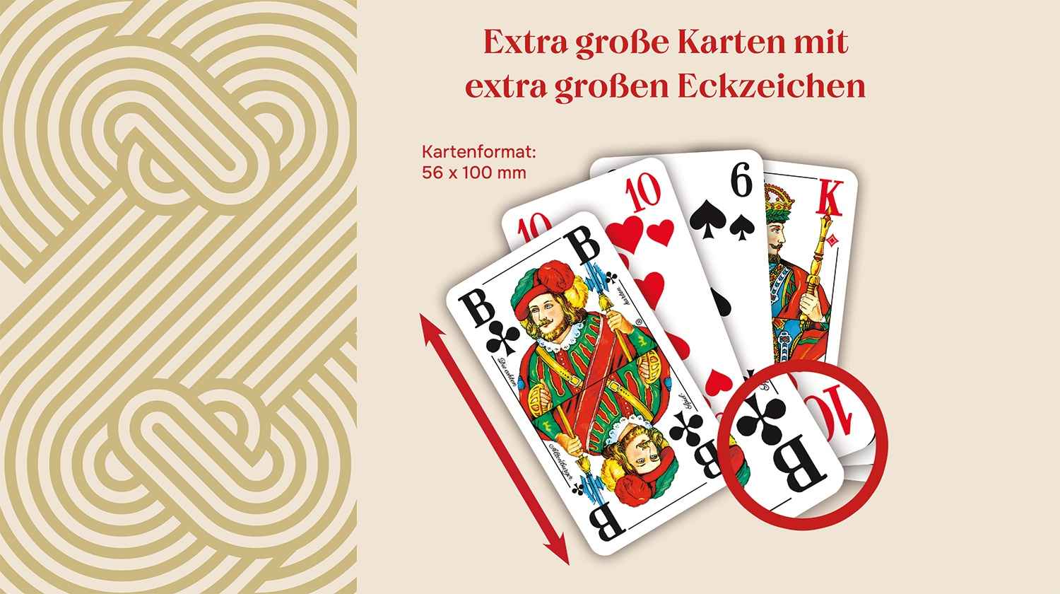 Doppelkopf, große Eckzeichen, französisches Bild (plastikfrei im Spiel)