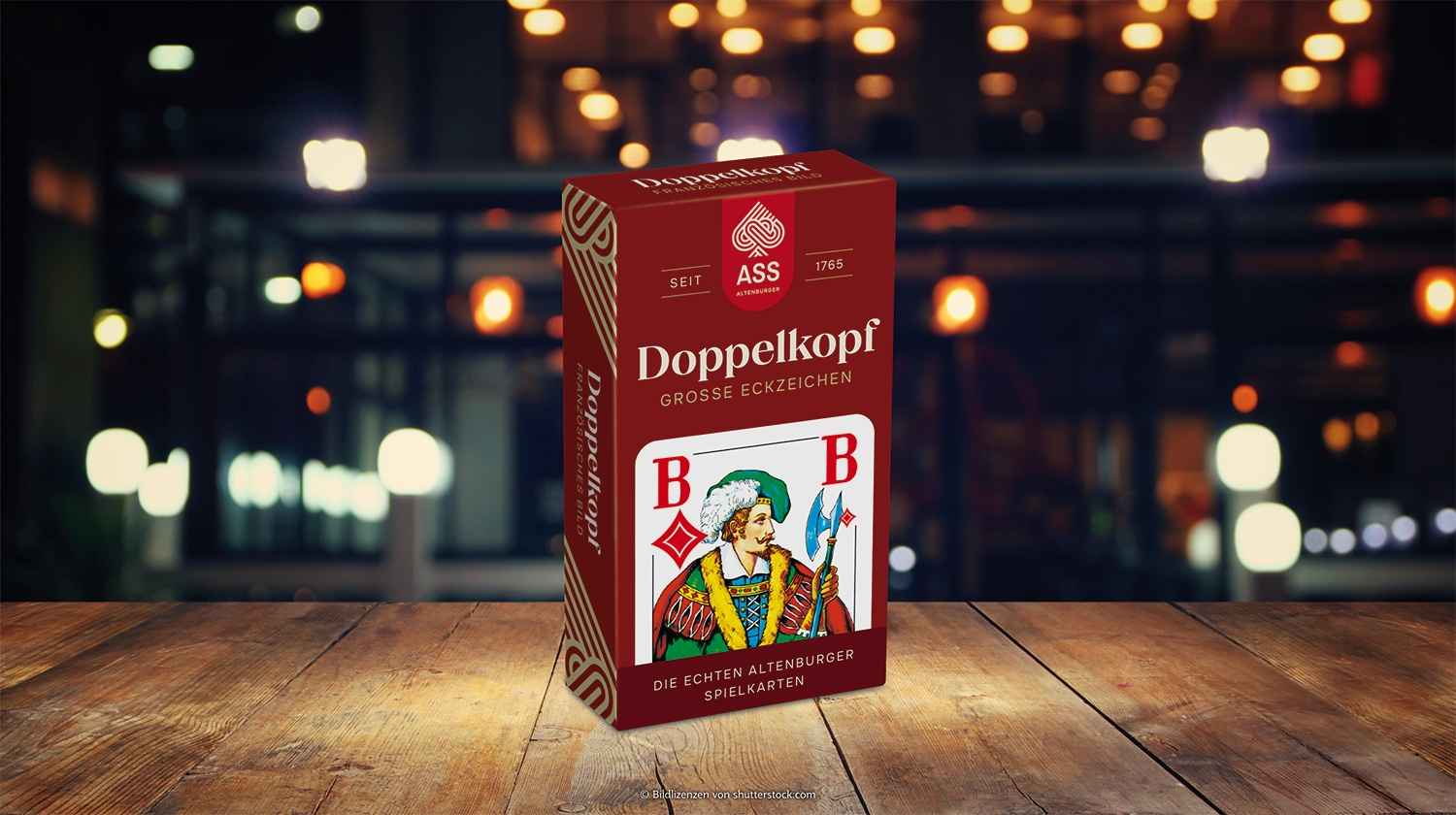 Doppelkopf, große Eckzeichen, französisches Bild (plastikfrei im Spiel)