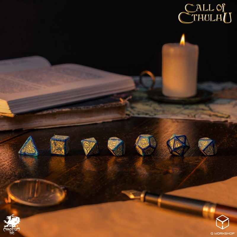 Call of Cthulhu 7th Edition - Blue-green & Gold Dice Set