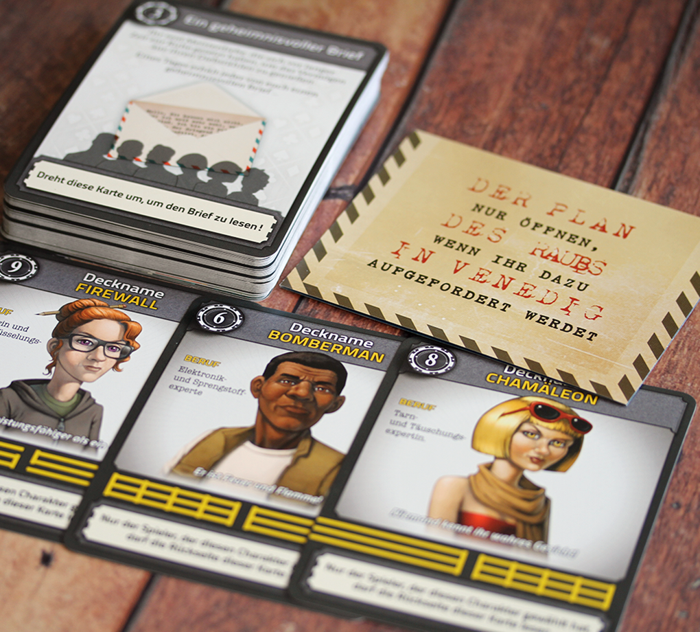 Materialien aus dem Brettspiel Deckscape – Raub in Venedig