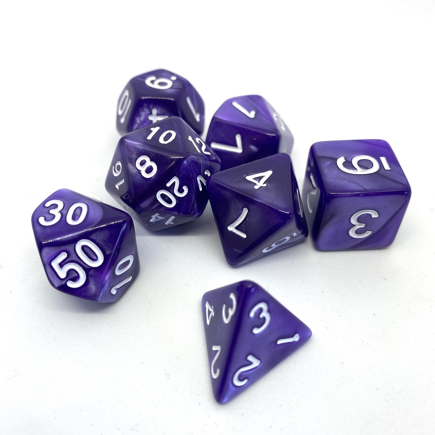 Würfelset Pearl: Purple/White (7)
