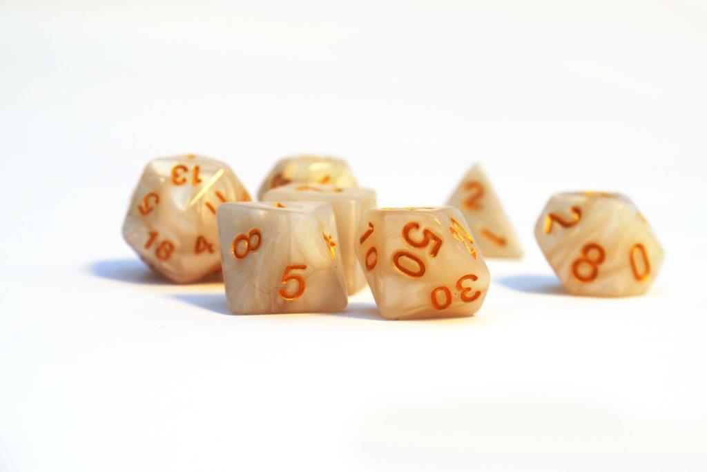 Würfelset Pearl: White/Gold  (7)