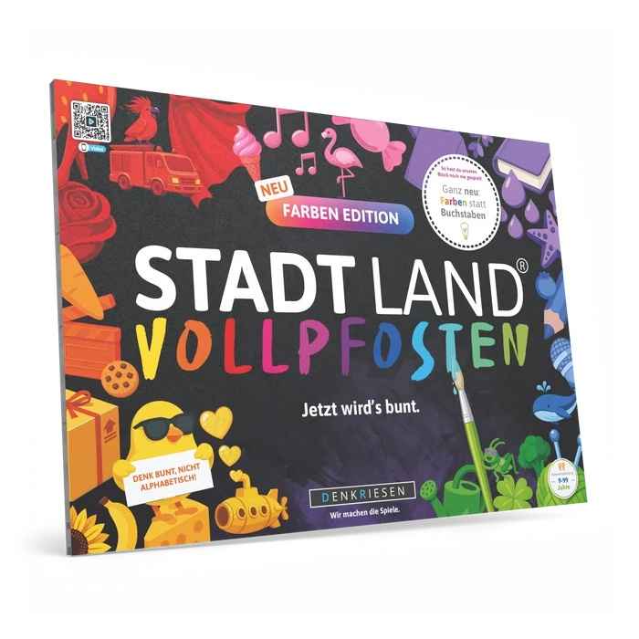 STADT LAND VOLLPFOSTEN® Farben Edition – Jetzt wird’s bunt | A4 Spielblock