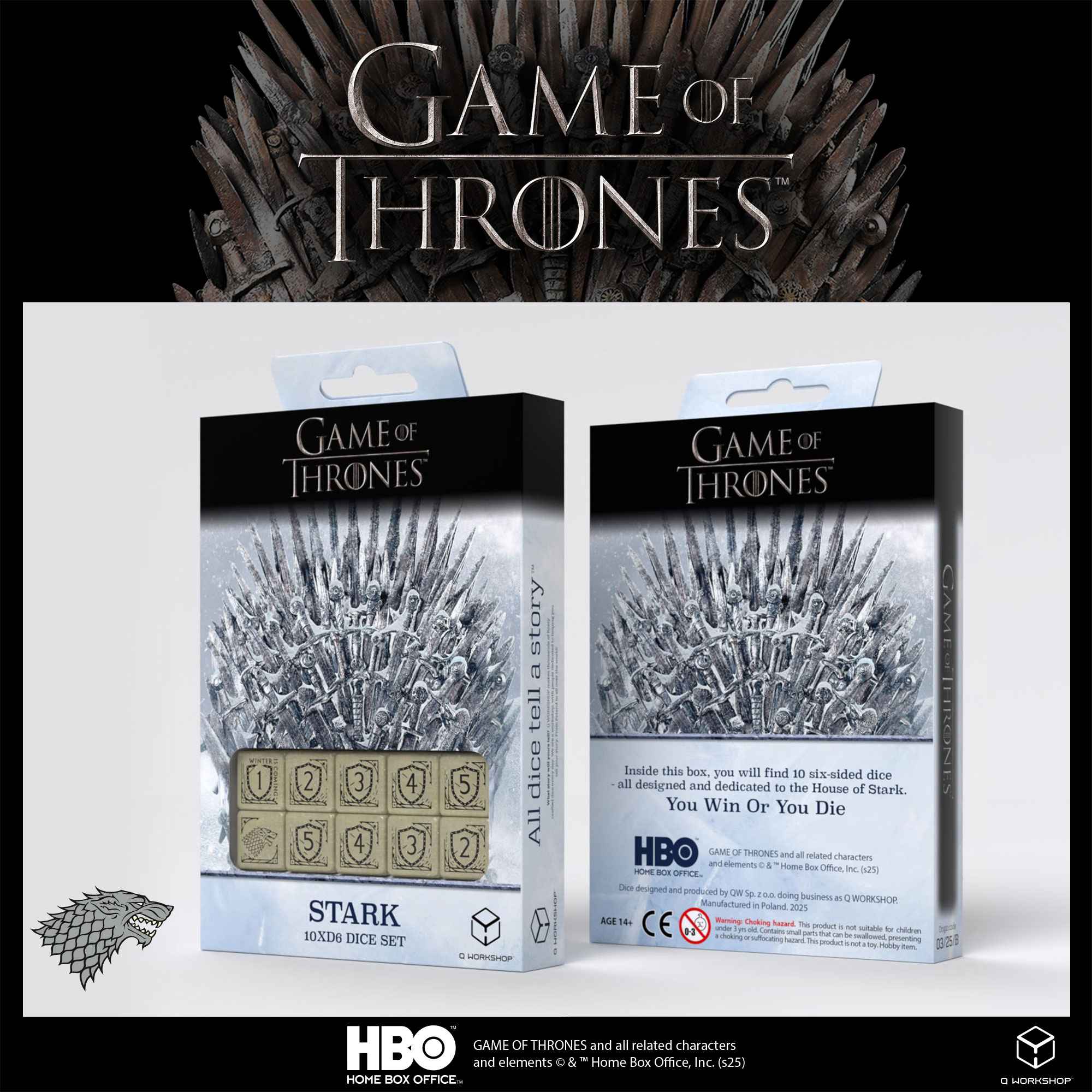 Game of Thrones. Stark 10xD6 Dice Set.