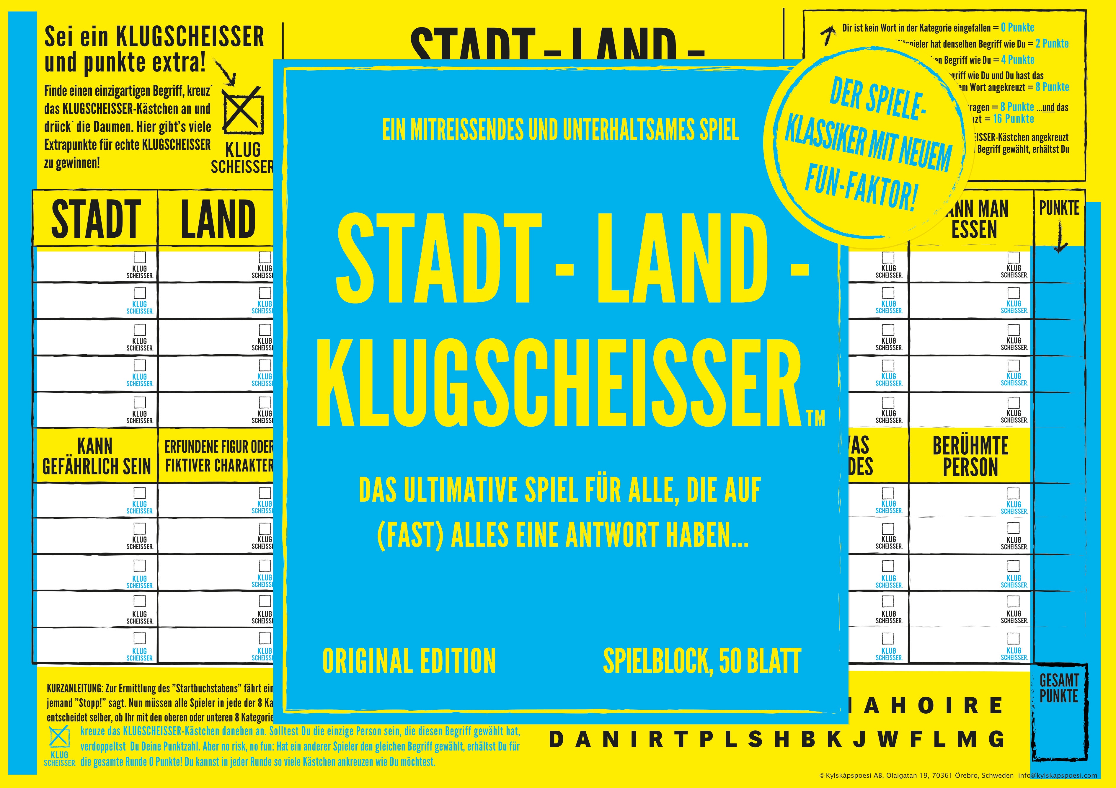 Spielblock Stadt-Land-Klugscheisser – Klugscheisser Original Edition
