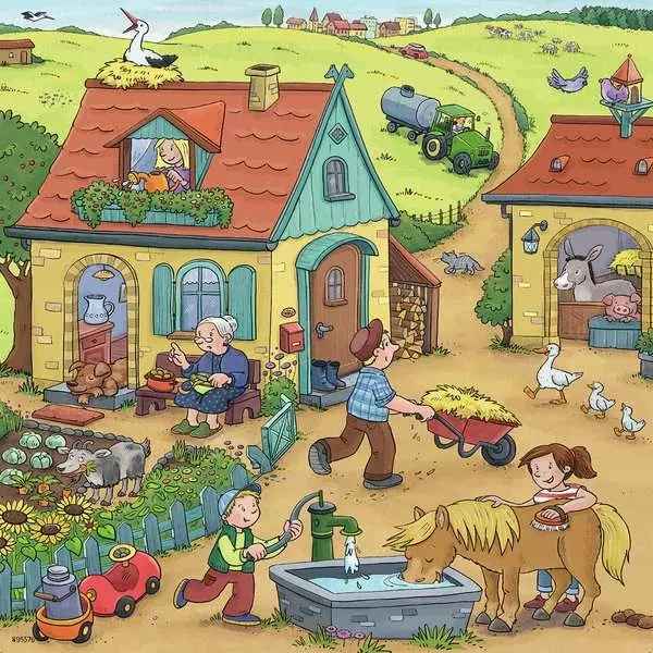 Puzzle: Viel los auf dem Bauernhof (3x49 Teile)
