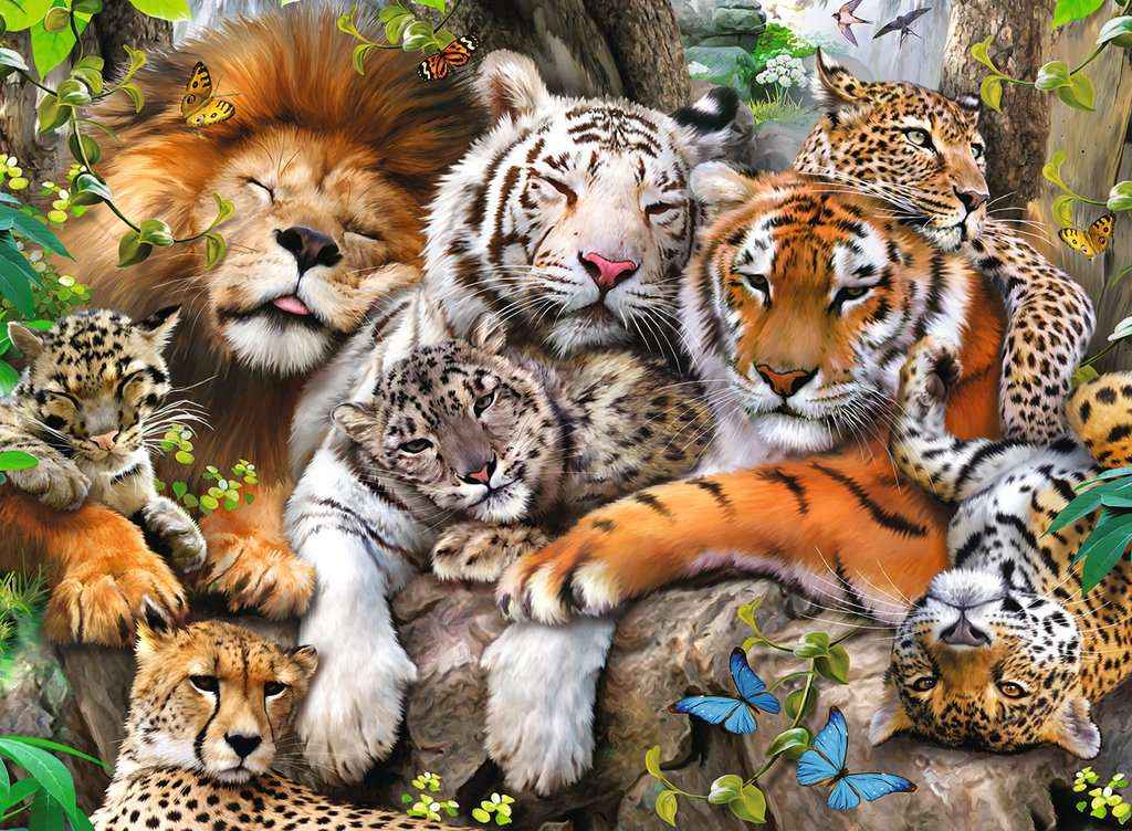 Puzzle: Schmusende Raubkatzen (200 XXL Teile)