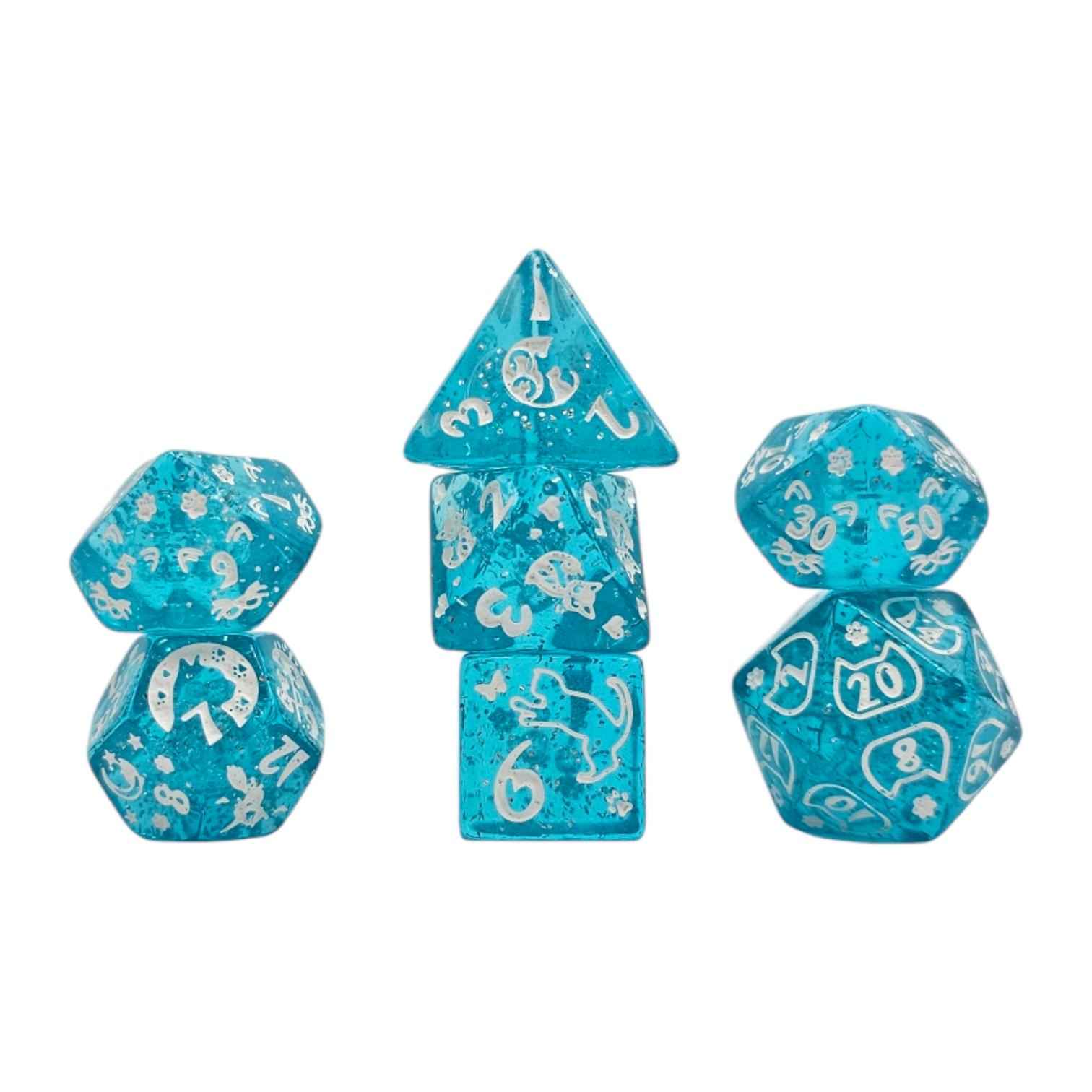 Würfelset Mehrfarbig: Cat Galaxy Blue (7)