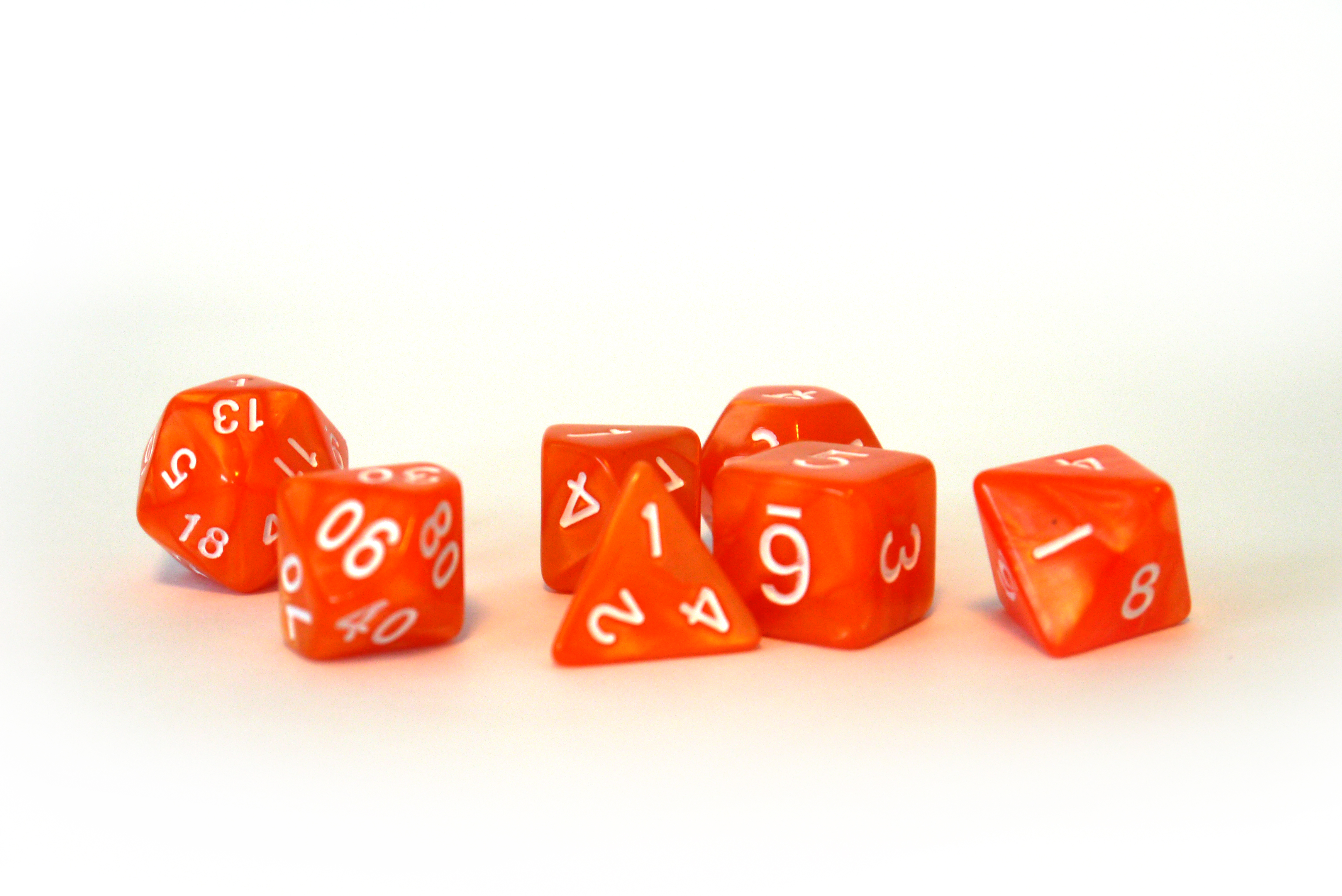 Würfelset Pearl: Orange/White (7)