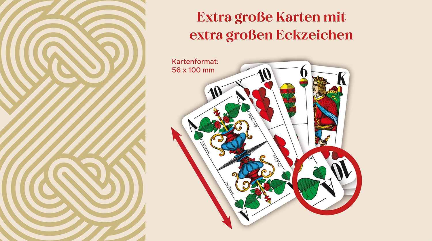 Schafkopf große Eckzeichen, bayerisches Bild (plastikfrei im Spiel)