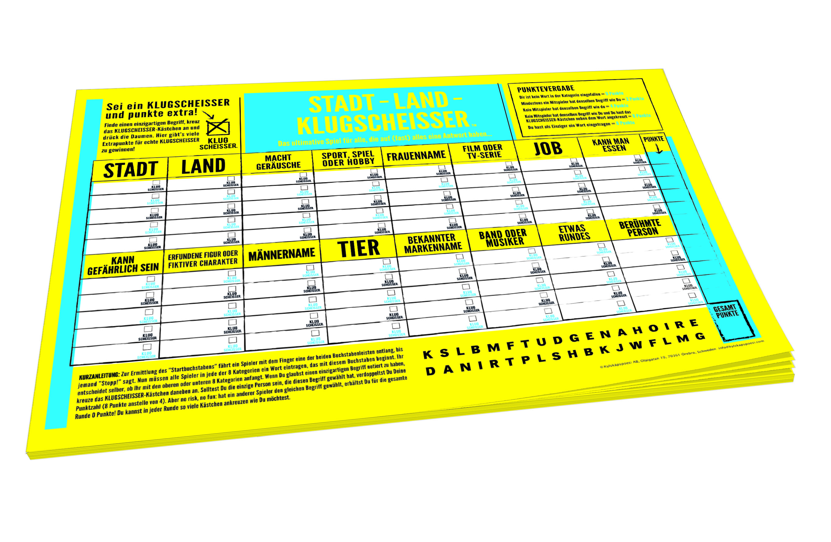 Spielblock Stadt-Land-Klugscheisser – Klugscheisser Original Edition