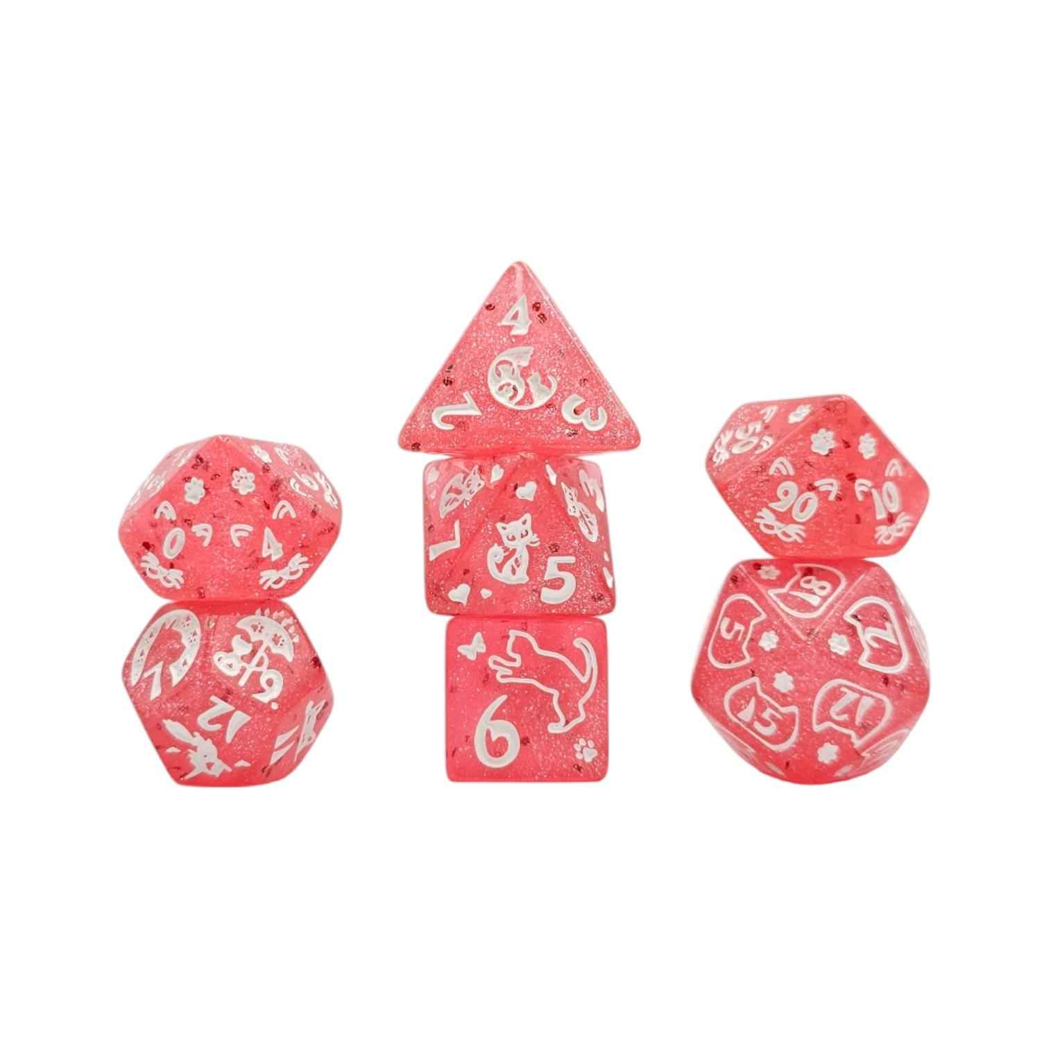 Würfelset Mehrfarbig: Cat Galaxy Pink (7)