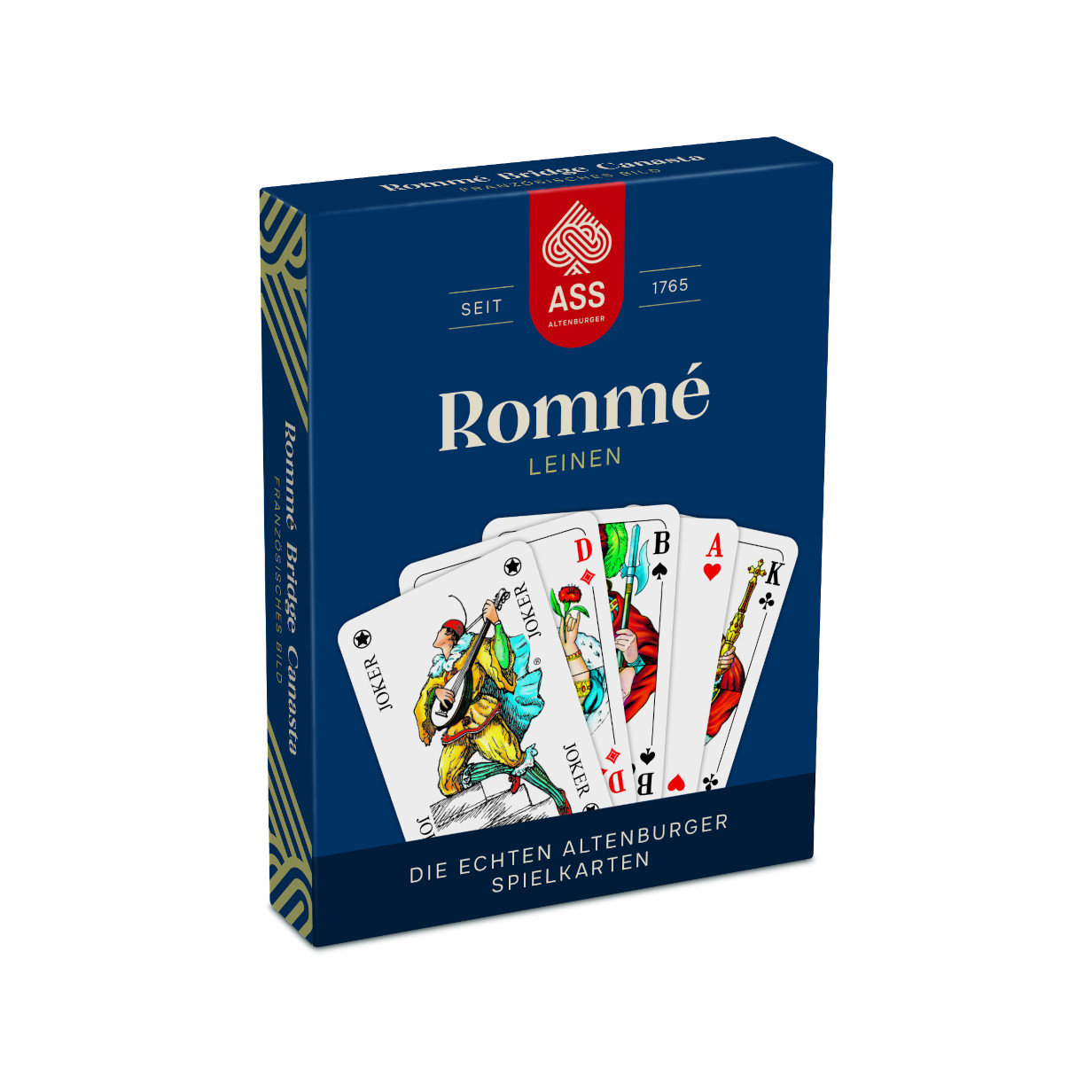 Rommé Leinen, französisches Bild (plastikfrei im Spiel)