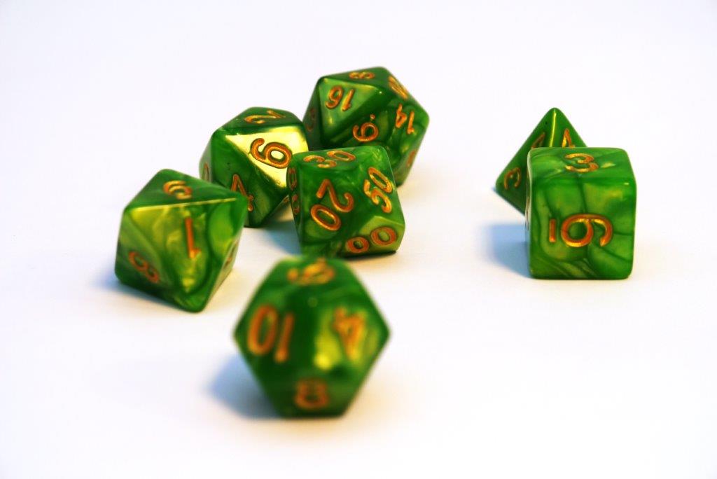 Würfelset Pearl: Grass/Gold  (7)