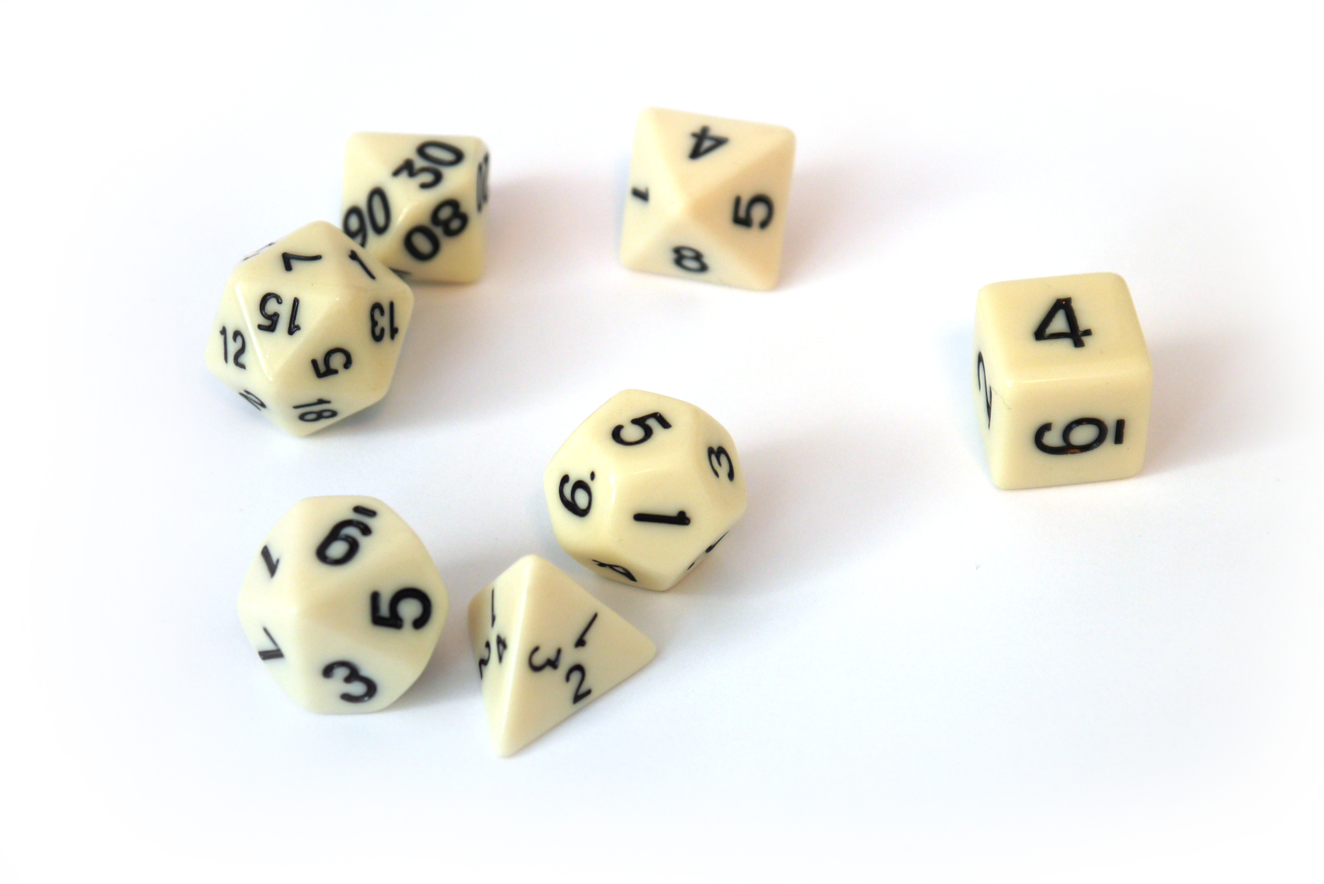 Würfelset Opaque: Ivory/Black  (7)