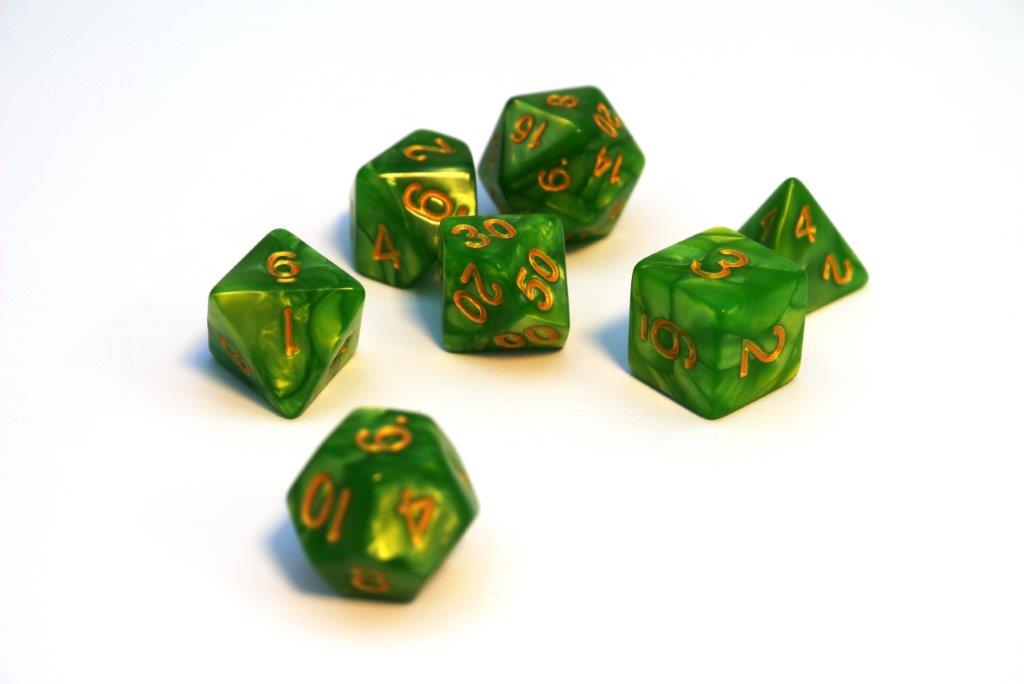 Würfelset Pearl: Grass/Gold  (7)