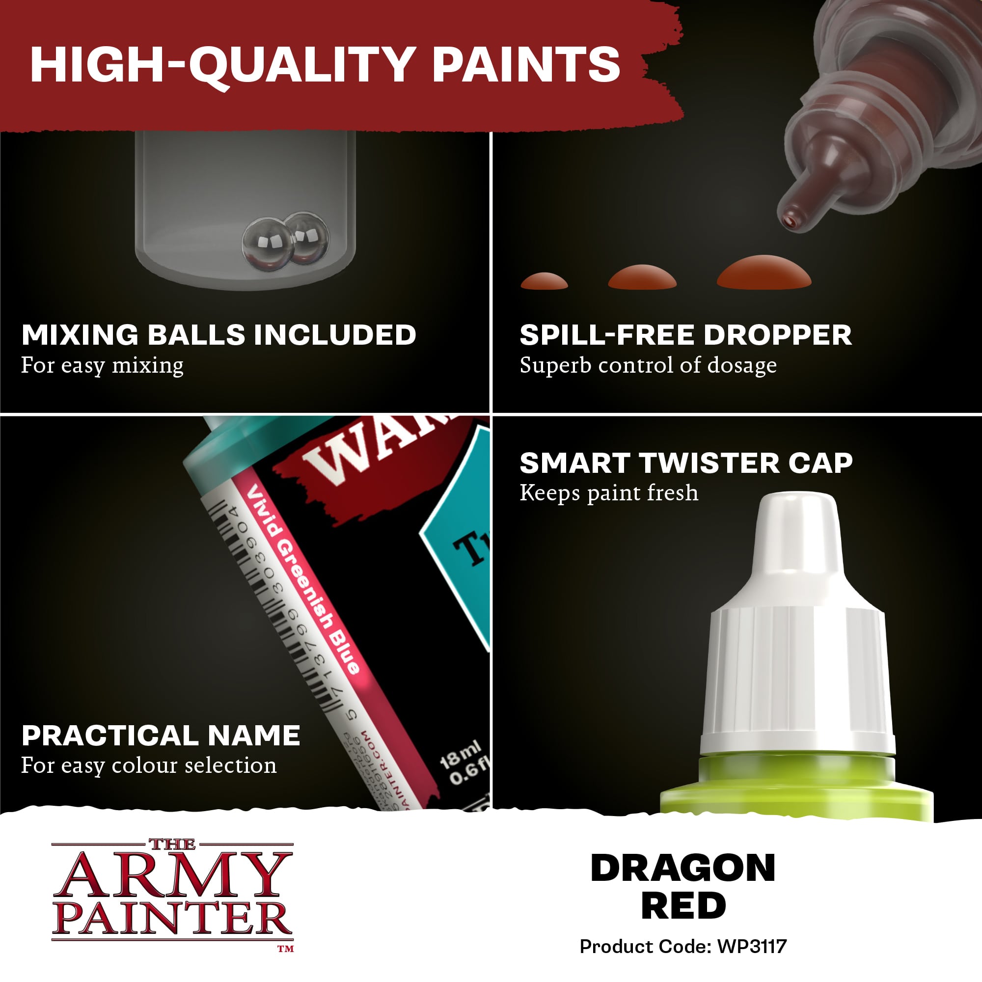 Army Painter Warpaints Fanatic:  Dragon Red (6)