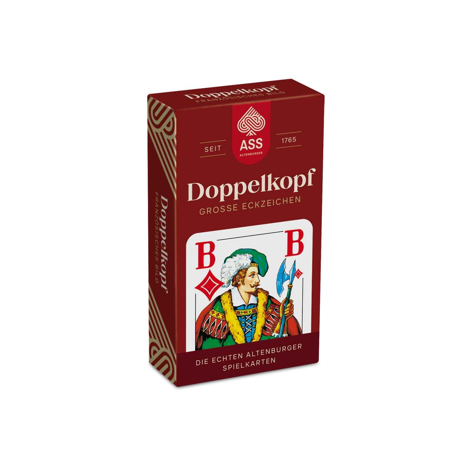 Doppelkopf, große Eckzeichen, französisches Bild (plastikfrei im Spiel)