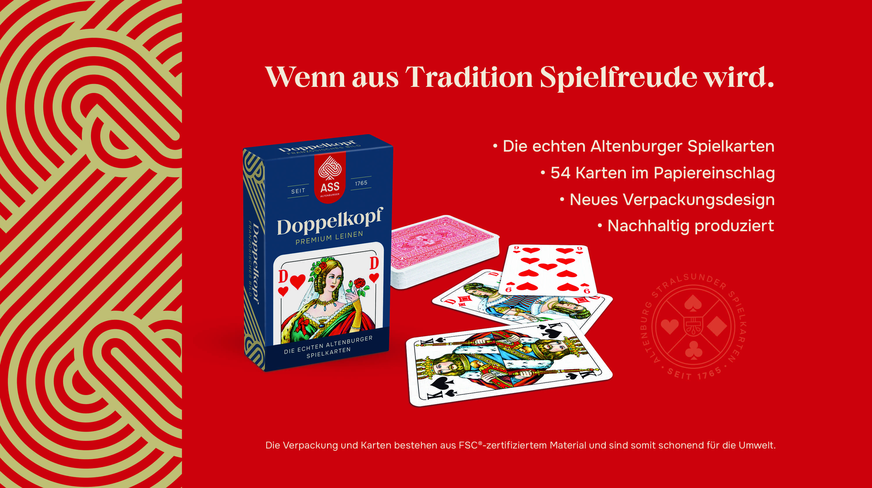 Doppelkopf Leinen, französisches Bild in Faltschachtel