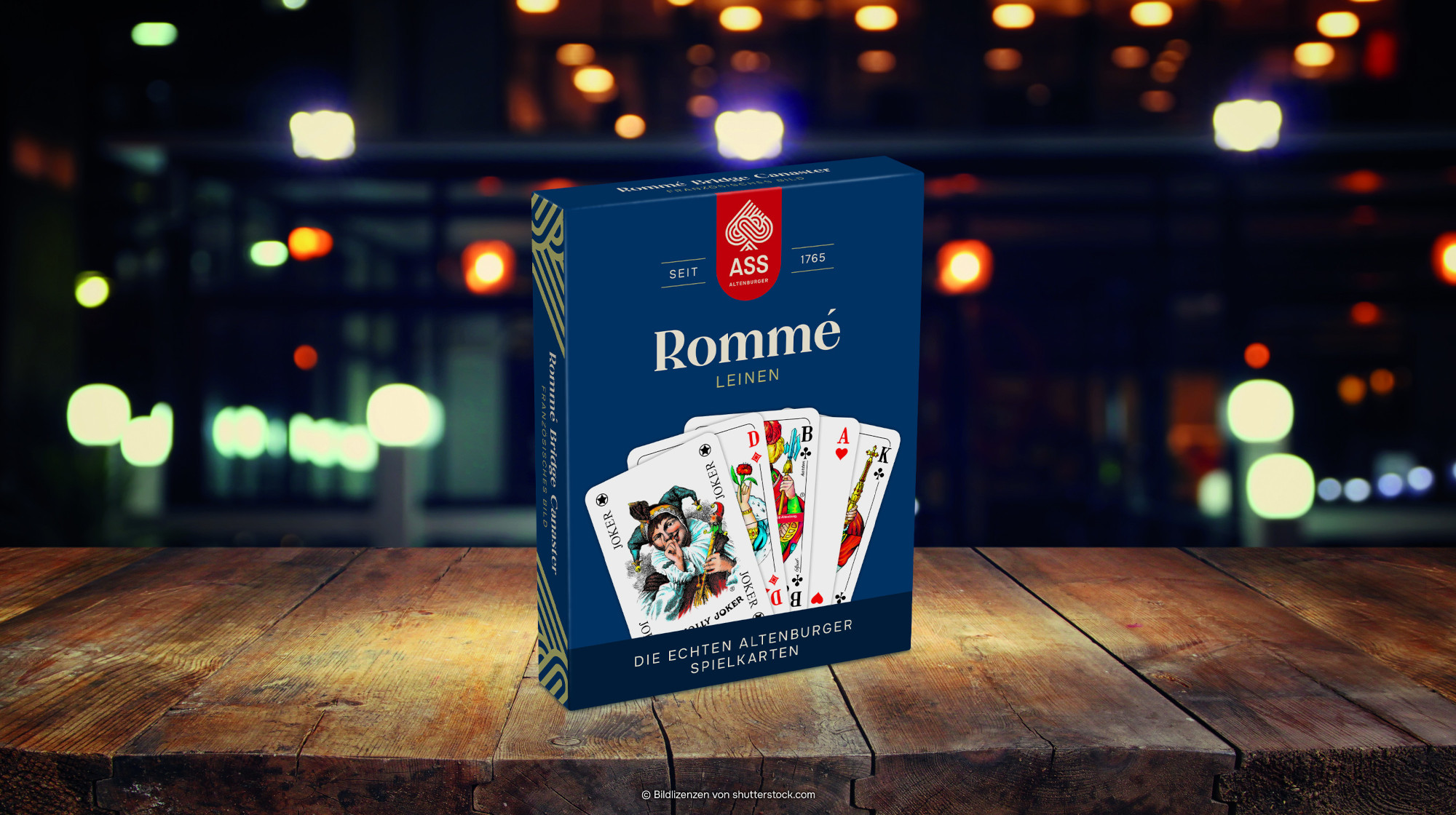 Rommé Leinen, französisches Bild (plastikfrei im Spiel)