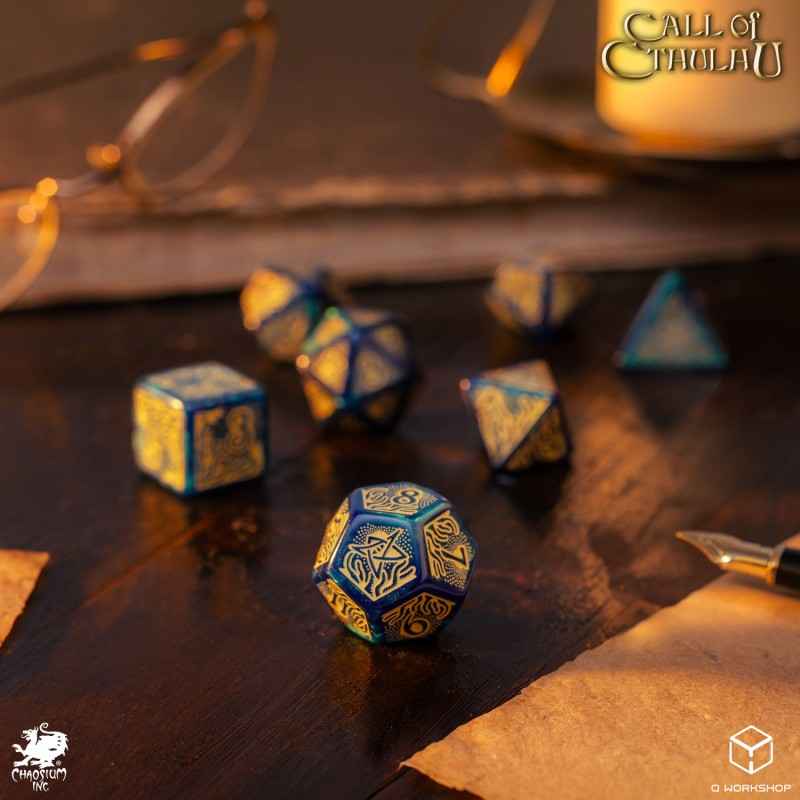 Call of Cthulhu 7th Edition - Blue-green & Gold Dice Set