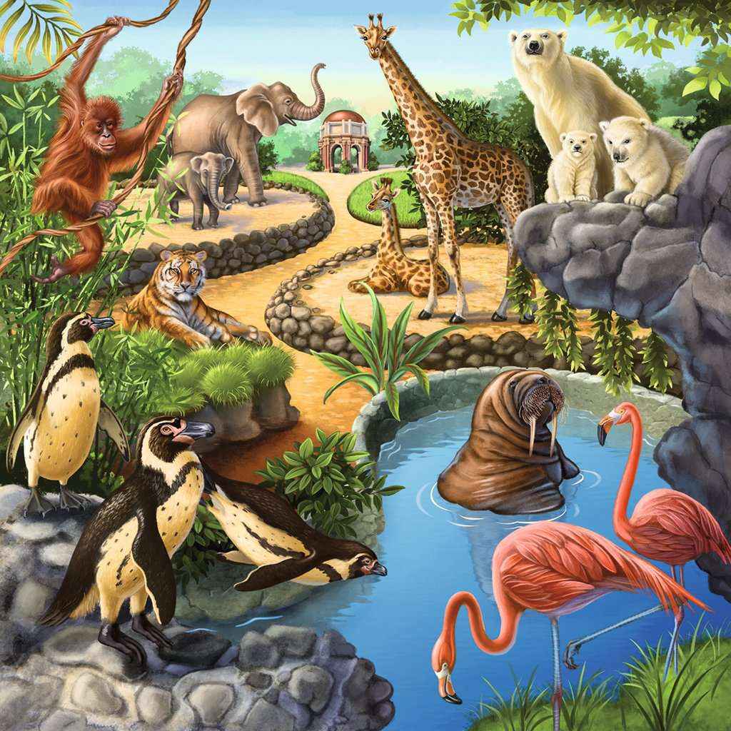 Puzzle: Wald-/Zoo-/Haustiere (3x49 Teile)