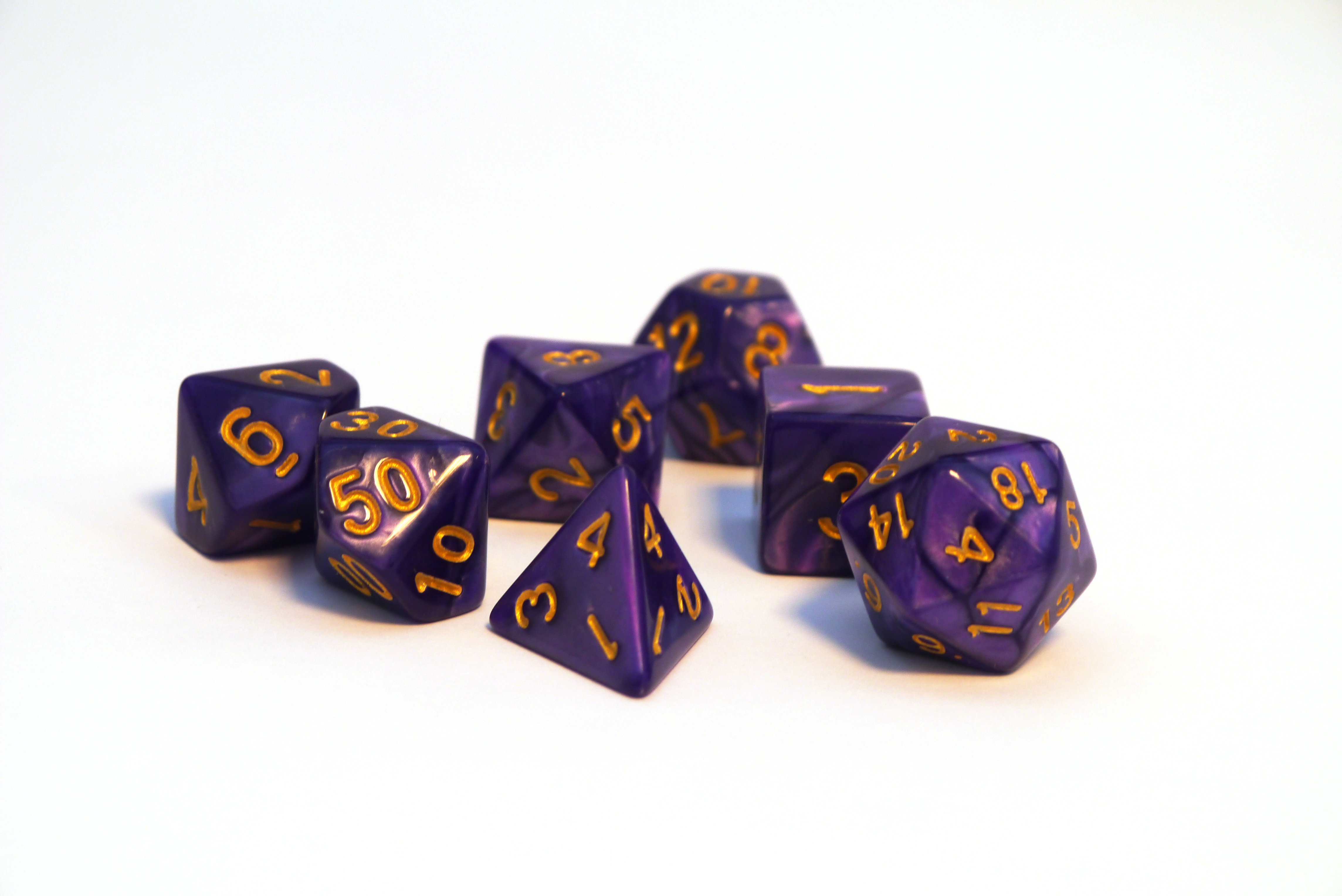 Würfelset Pearl: Purple/Gold  (7)
