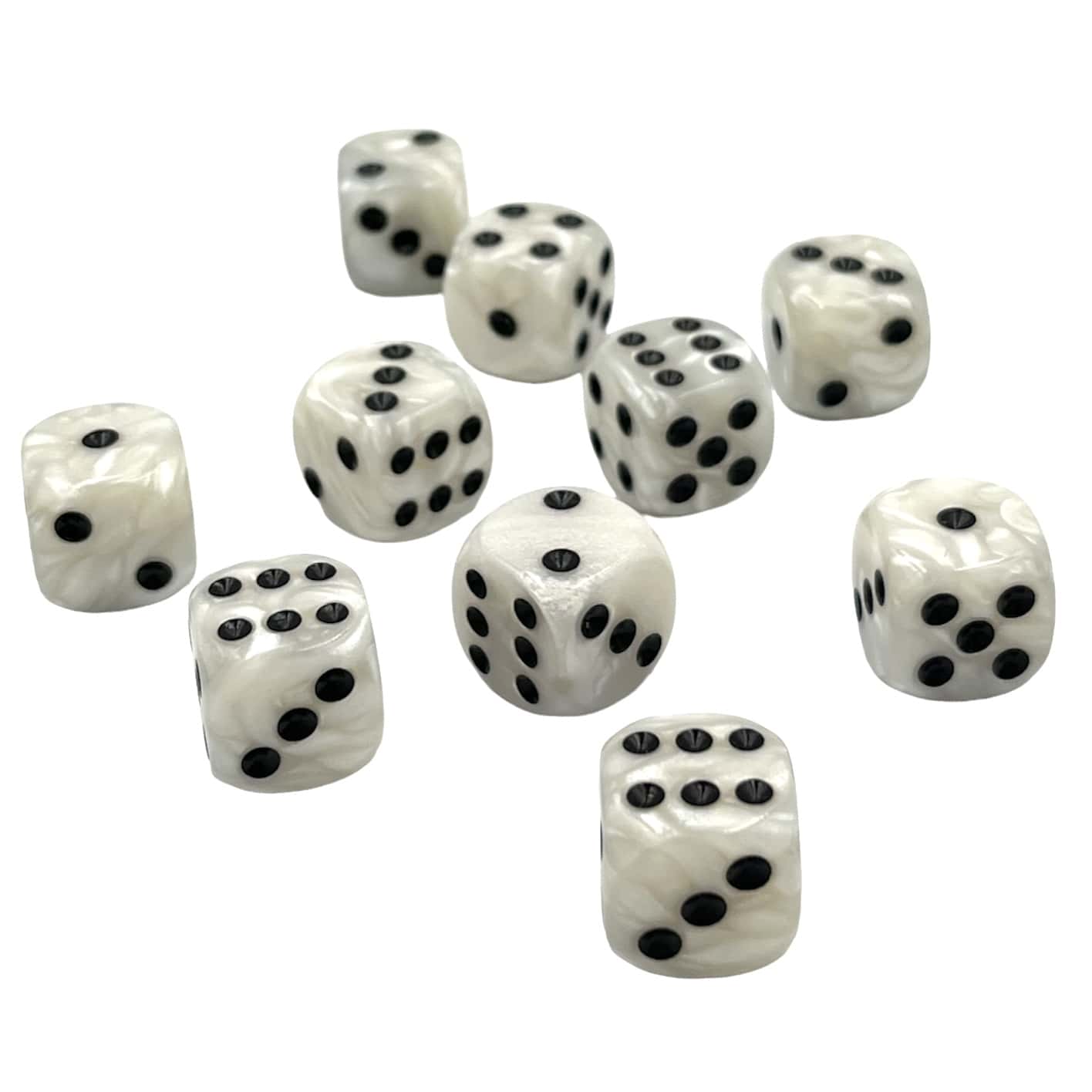 Würfelset D6 Pearl: White/Black (12)