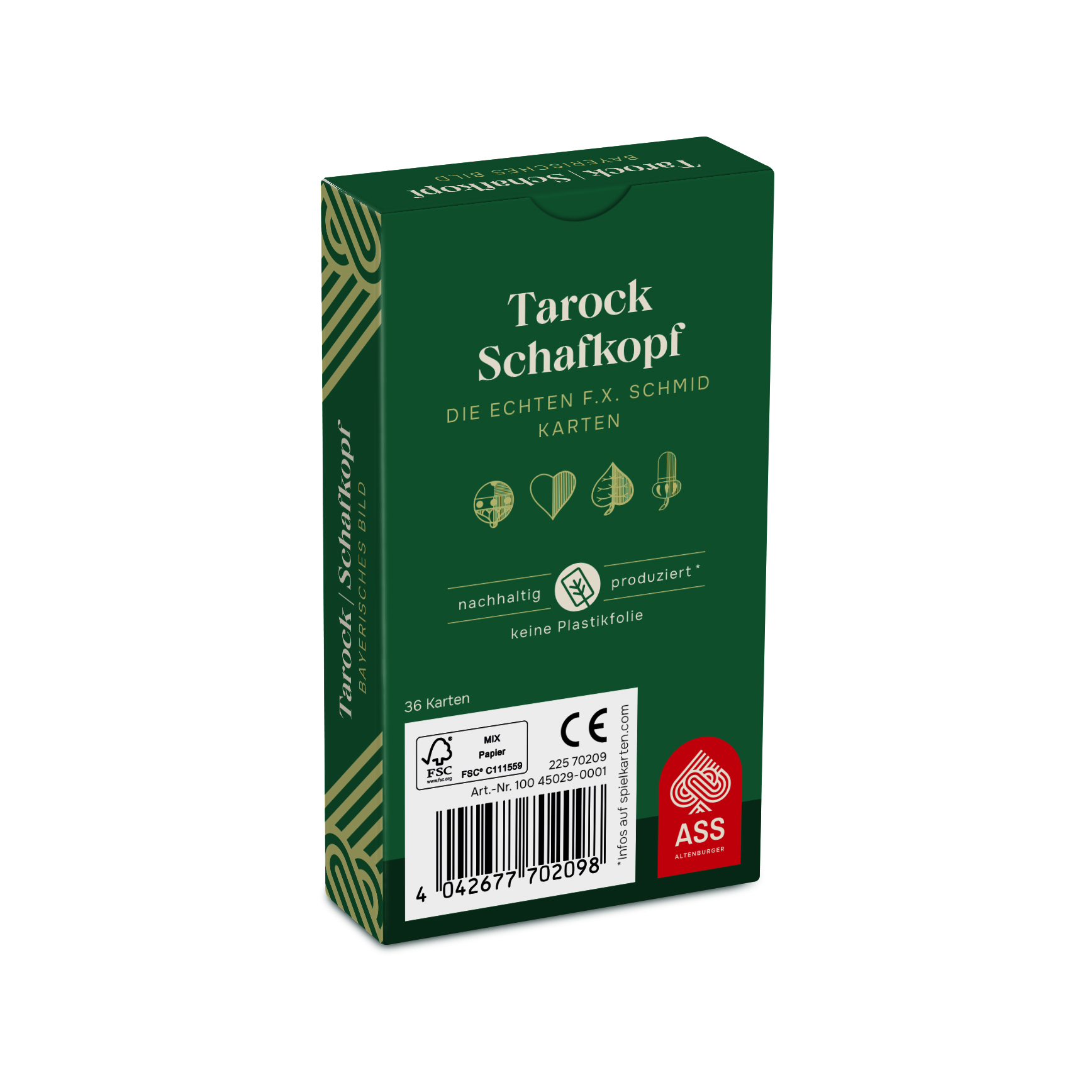 Schafkopf/Tarock, bayerisches Bild in Faltschachtel (plastikfrei im Spiel)