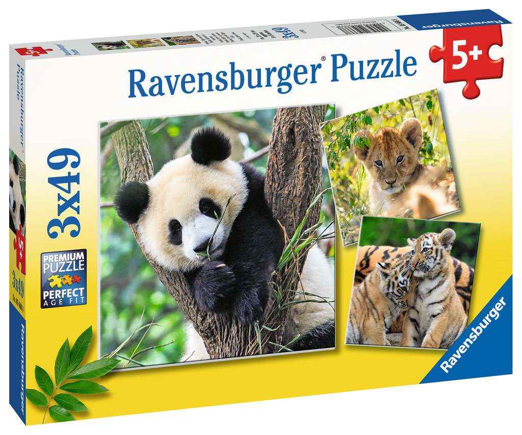 Puzzle: Panda, Tiger und Löwe (3x49 Teile)