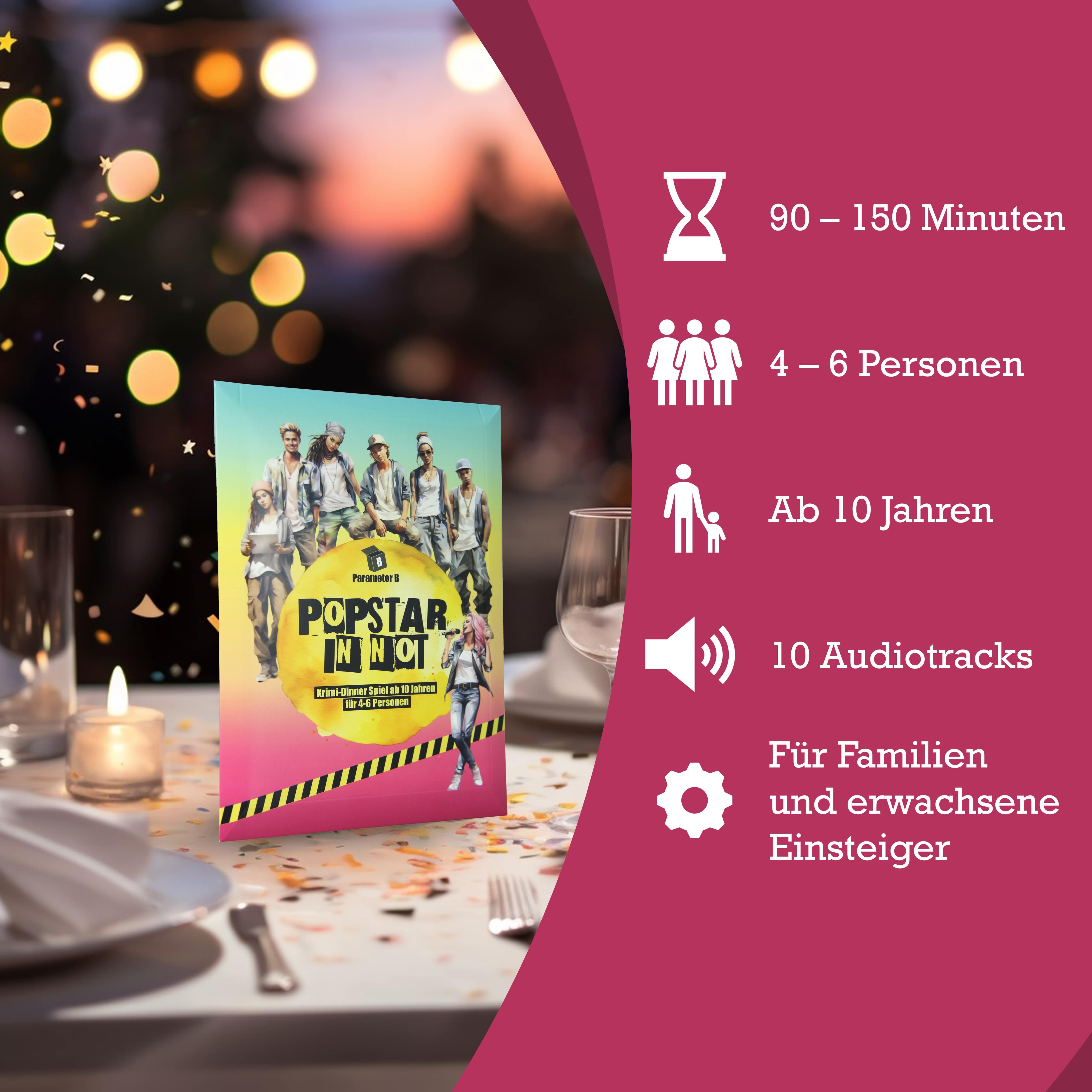 Popstar in Not - Krimi-Dinner Spiel für 4 Personen